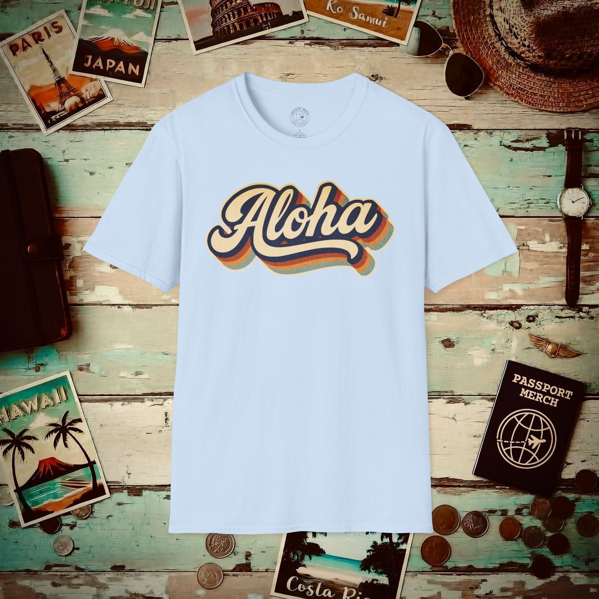 Classic 70s, Aloha, Hawaii T-Shirt Light Blue / S