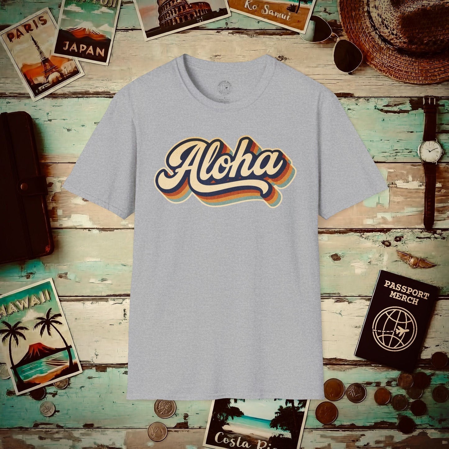 Classic 70s, Aloha, Hawaii T-Shirt Sport Grey / S