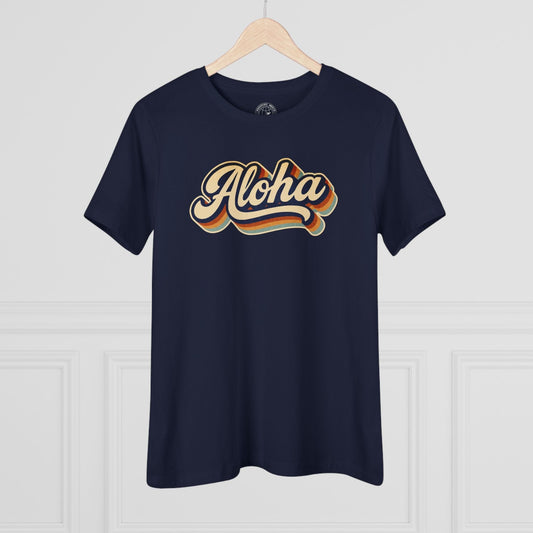 Classic 70s, Aloha, Hawaii, Womens Fit T-Shirt Navy / S