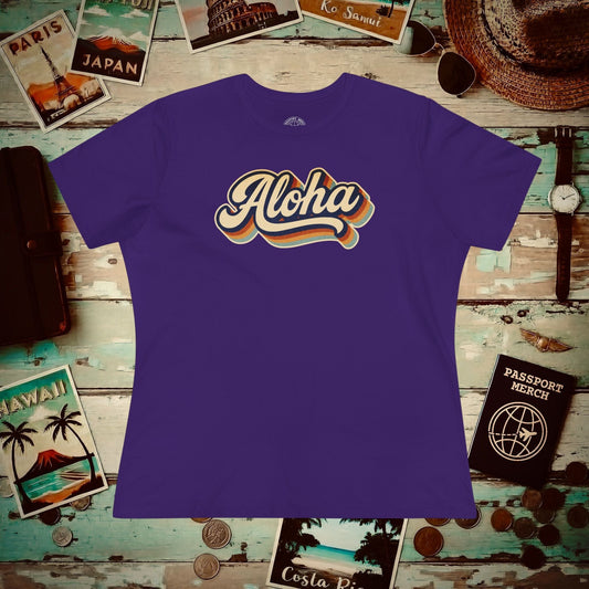 Classic 70s, Aloha, Hawaii, Womens Fit T-Shirt Team Purple / S