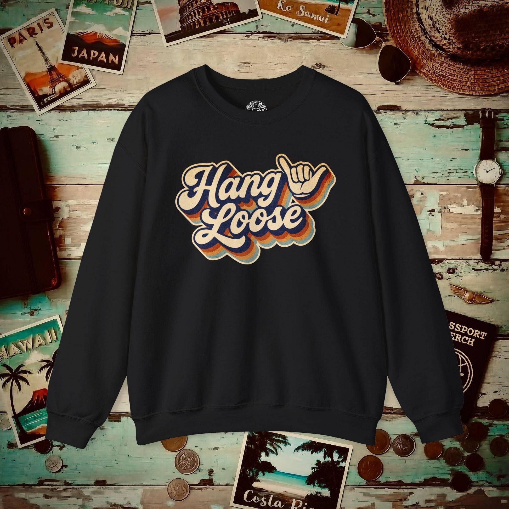 Classic 70s, Hang Loose, Hawaii Crewneck Black / S