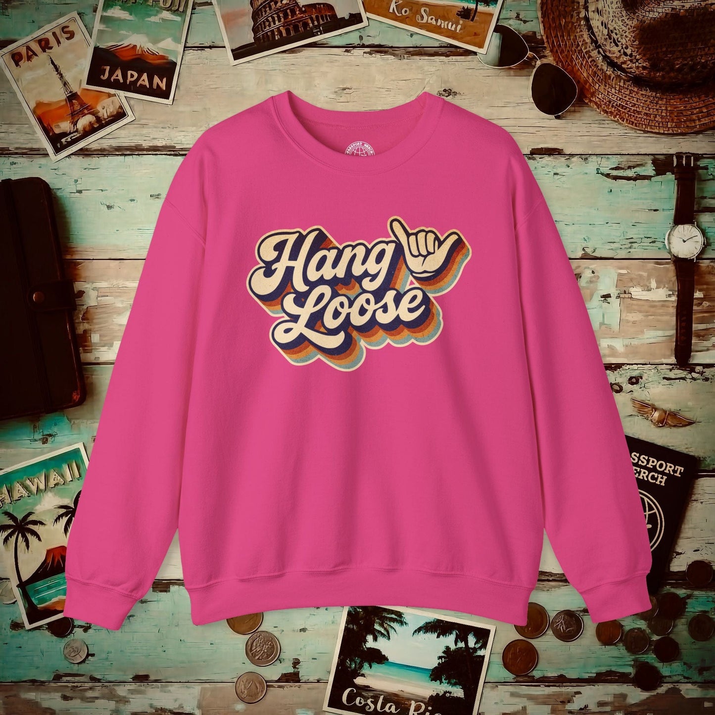 Classic 70s, Hang Loose, Hawaii Crewneck Heliconia / S