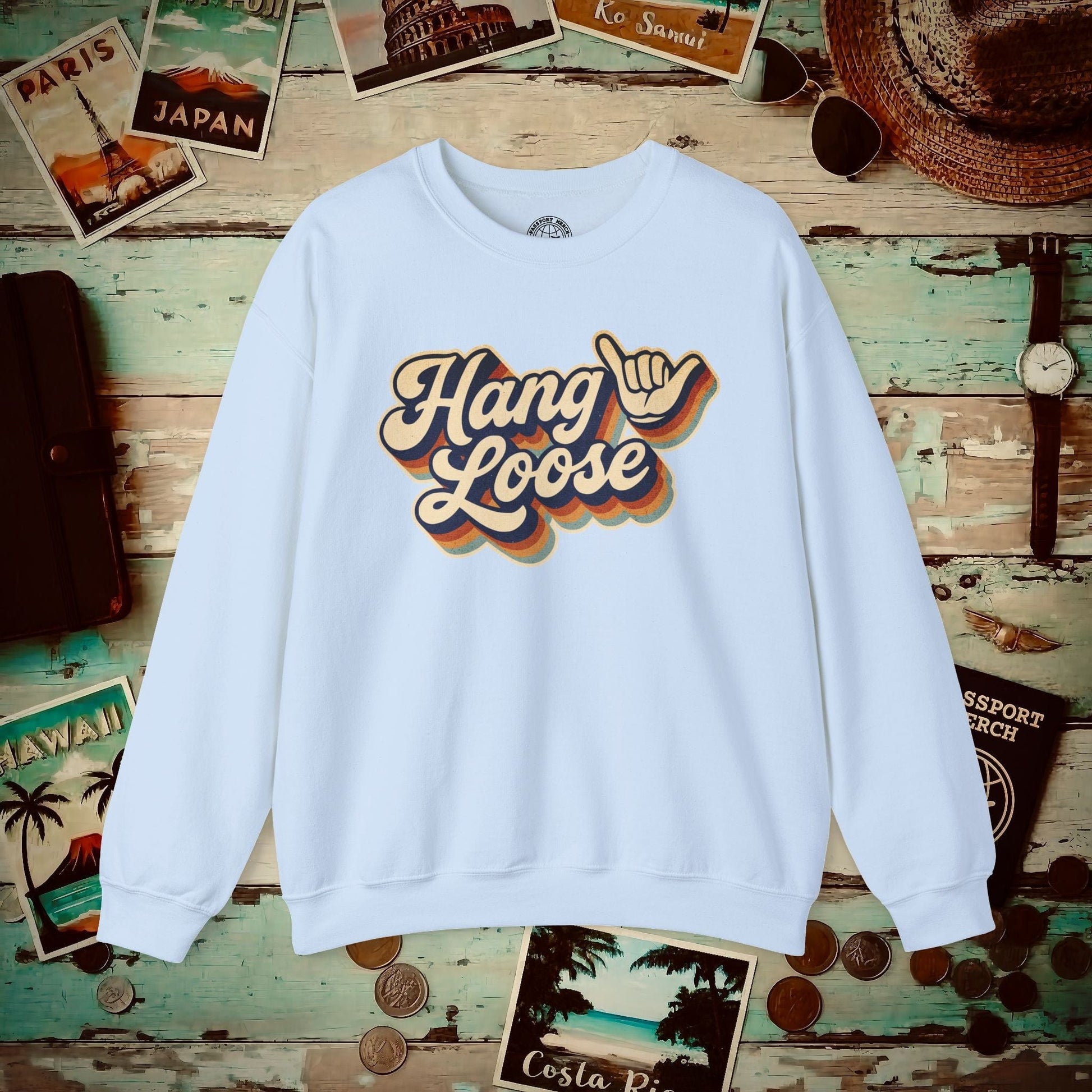 Classic 70s, Hang Loose, Hawaii Crewneck Light Blue / S