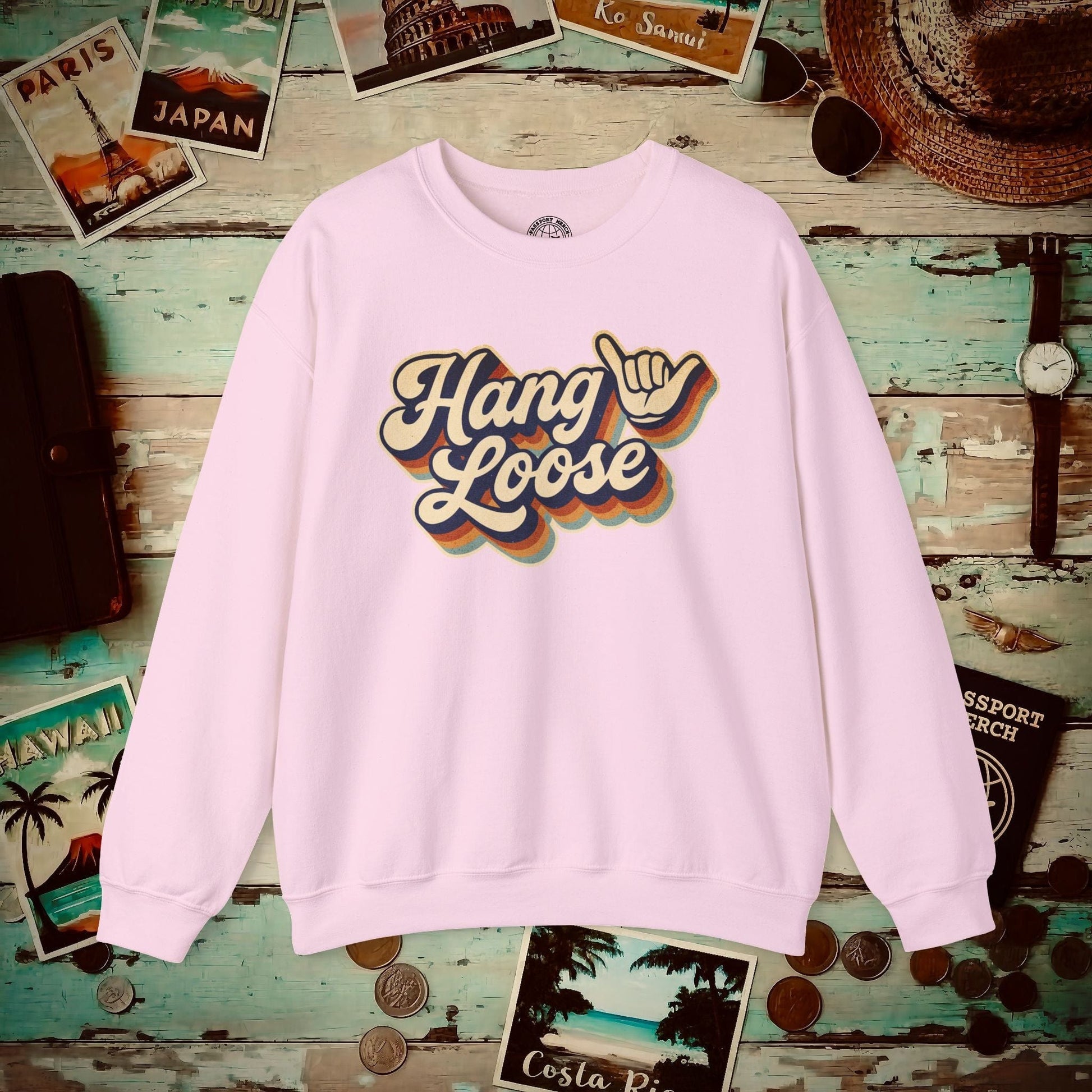 Classic 70s, Hang Loose, Hawaii Crewneck Light Pink / S