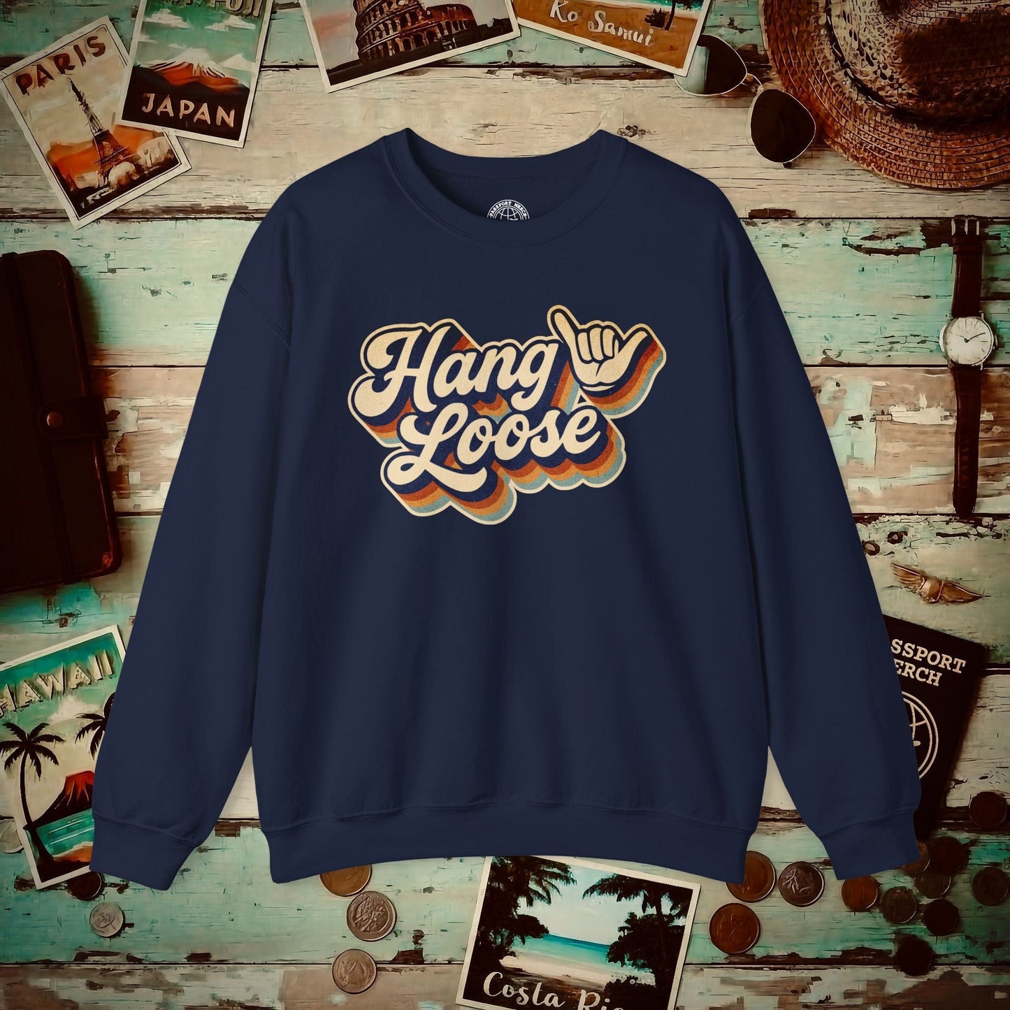 Classic 70s, Hang Loose, Hawaii Crewneck Navy / S