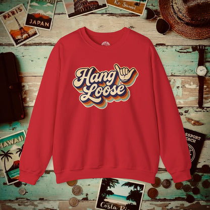 Classic 70s, Hang Loose, Hawaii Crewneck Red / S