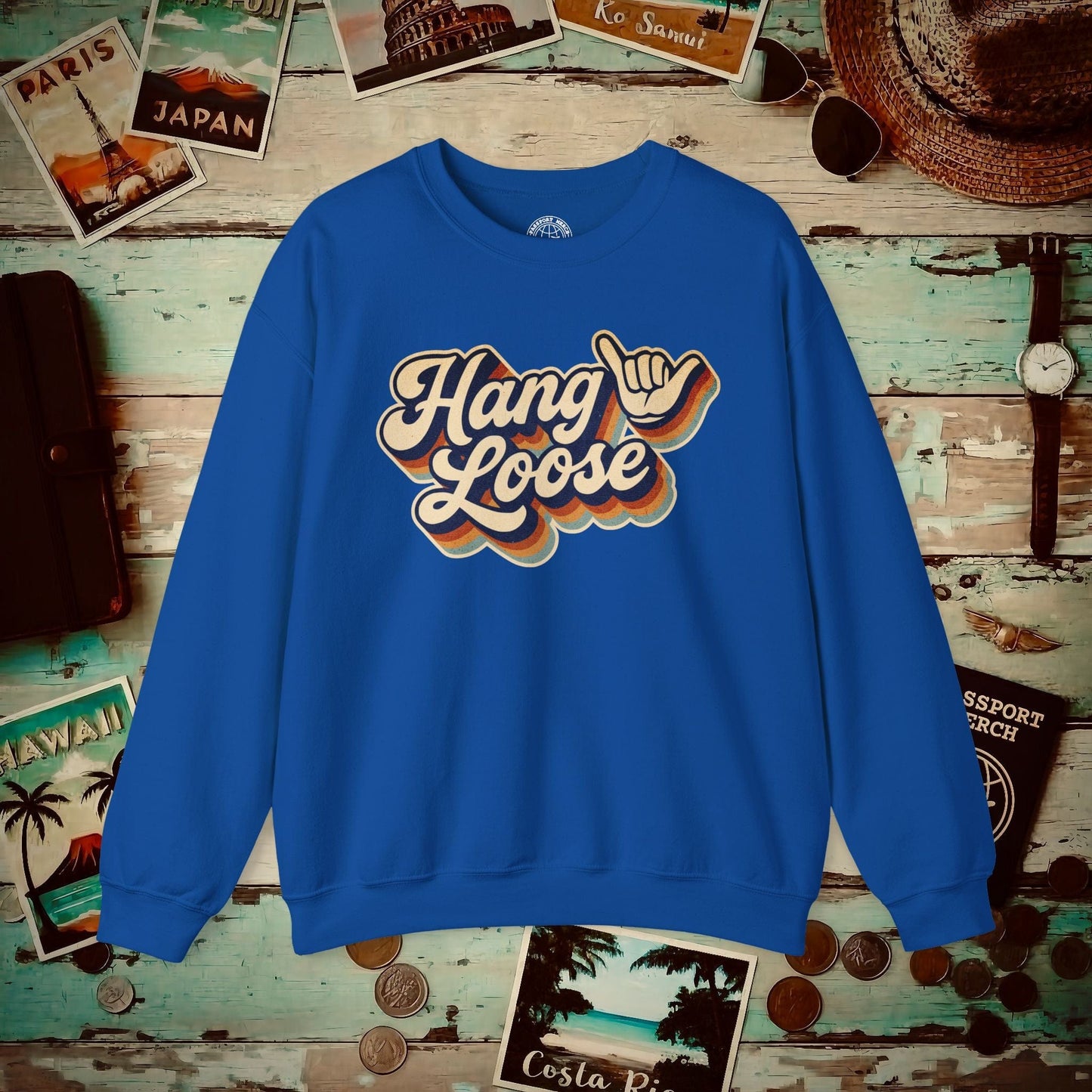 Classic 70s, Hang Loose, Hawaii Crewneck Royal / S