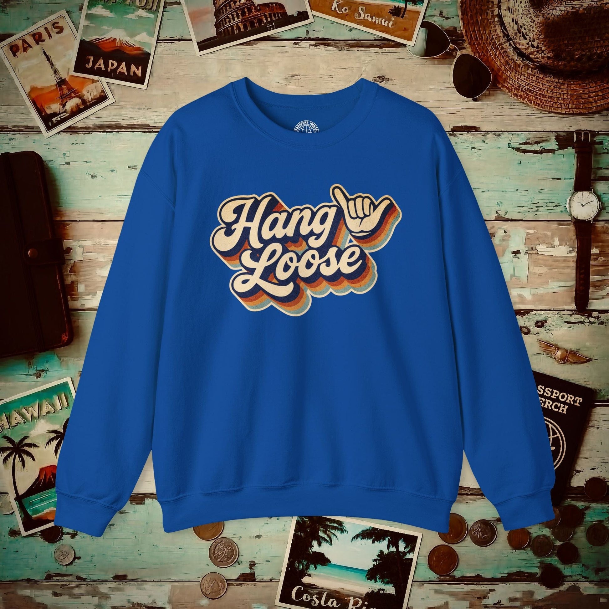Classic 70s, Hang Loose, Hawaii Crewneck Royal / S