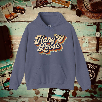 Classic 70s, Hang Loose, Hawaii Hoodie Heather Navy / S