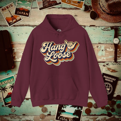 Classic 70s, Hang Loose, Hawaii Hoodie Maroon / S