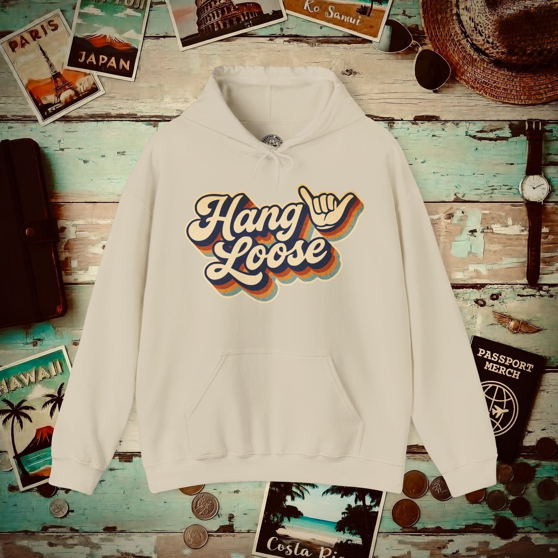 Classic 70s, Hang Loose, Hawaii Hoodie Sand / S