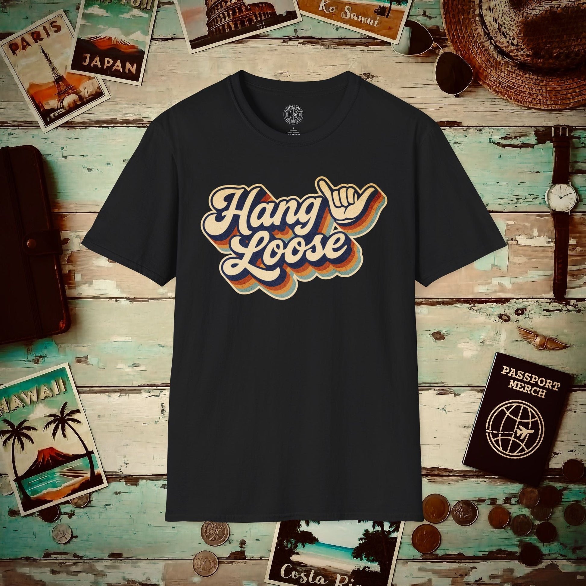 Classic 70s, Hang Loose, Hawaii T-Shirt Black / S