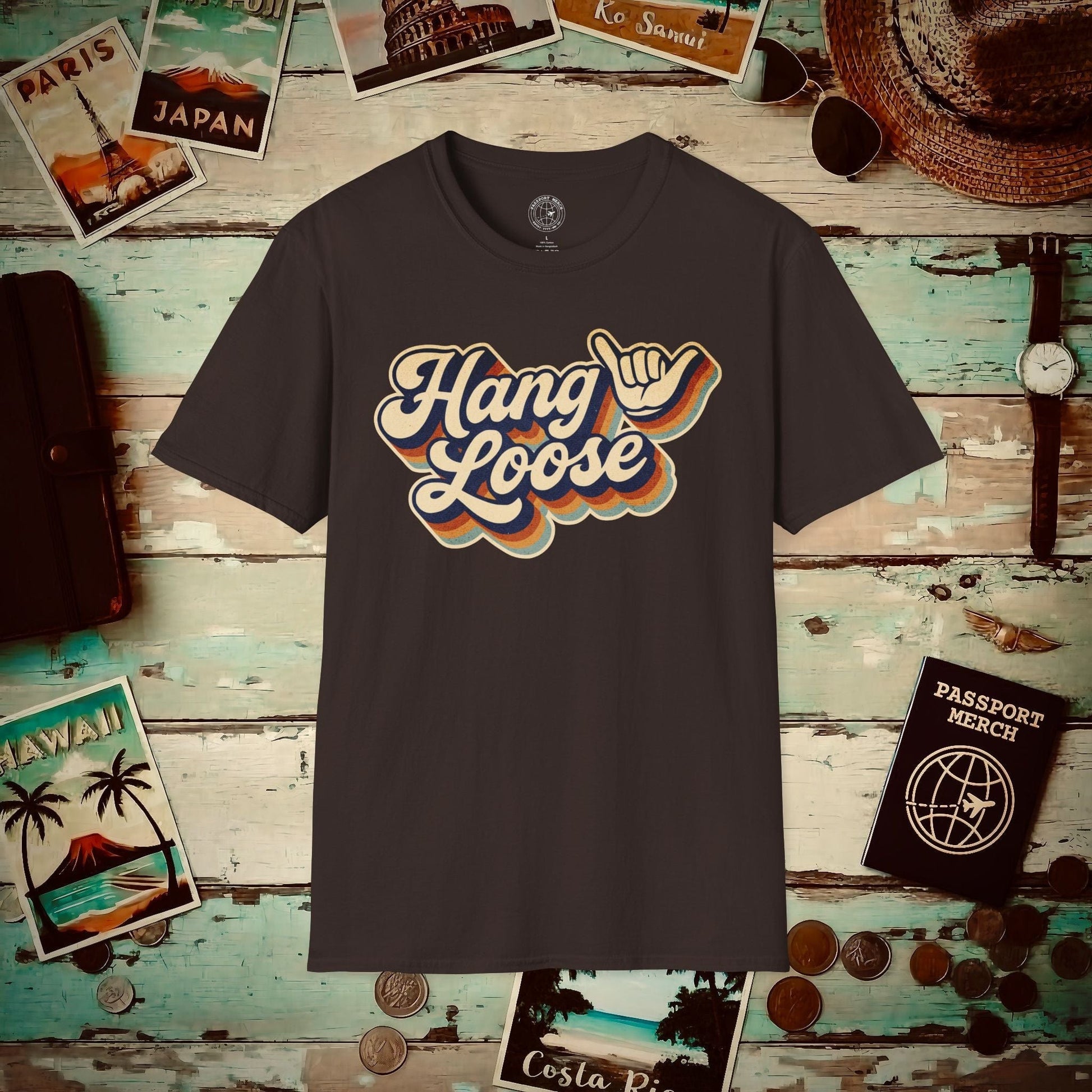Classic 70s, Hang Loose, Hawaii T-Shirt Dark Chocolate / S