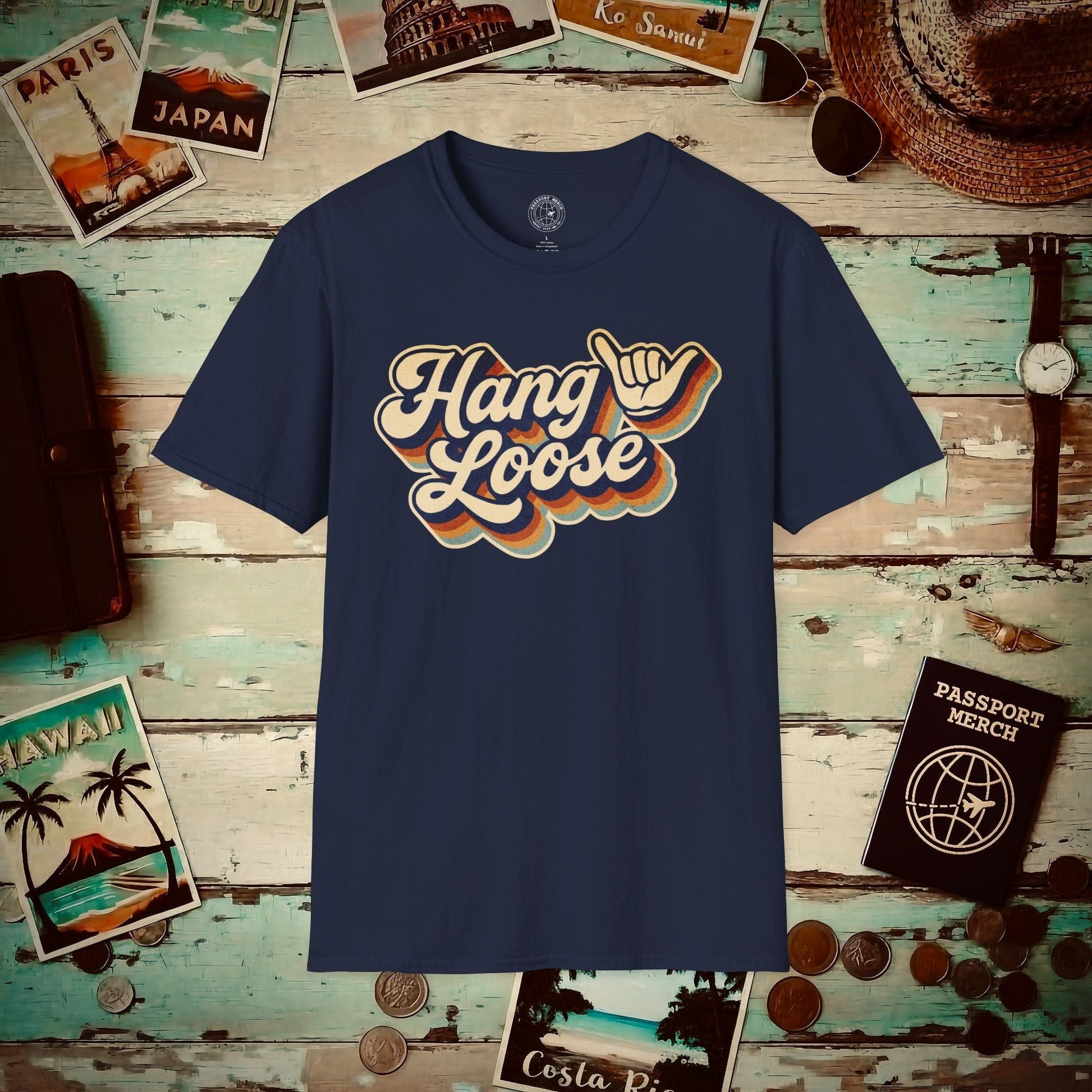 Classic 70s, Hang Loose, Hawaii T-Shirt Navy / S