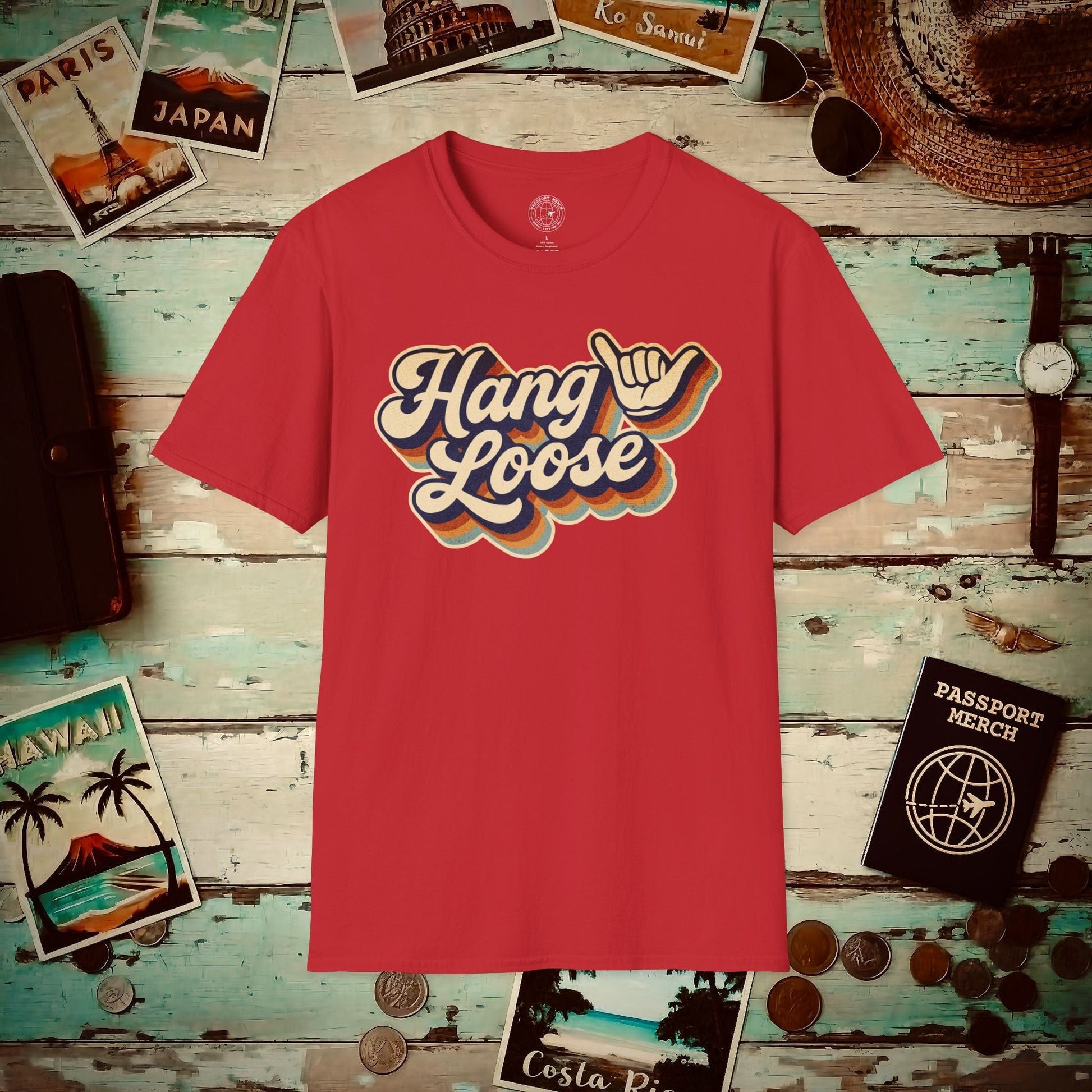 Classic 70s, Hang Loose, Hawaii T-Shirt Red / S