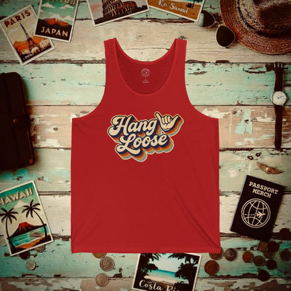 Classic 70s, Hang Loose, Hawaii Tank Top Red / XS