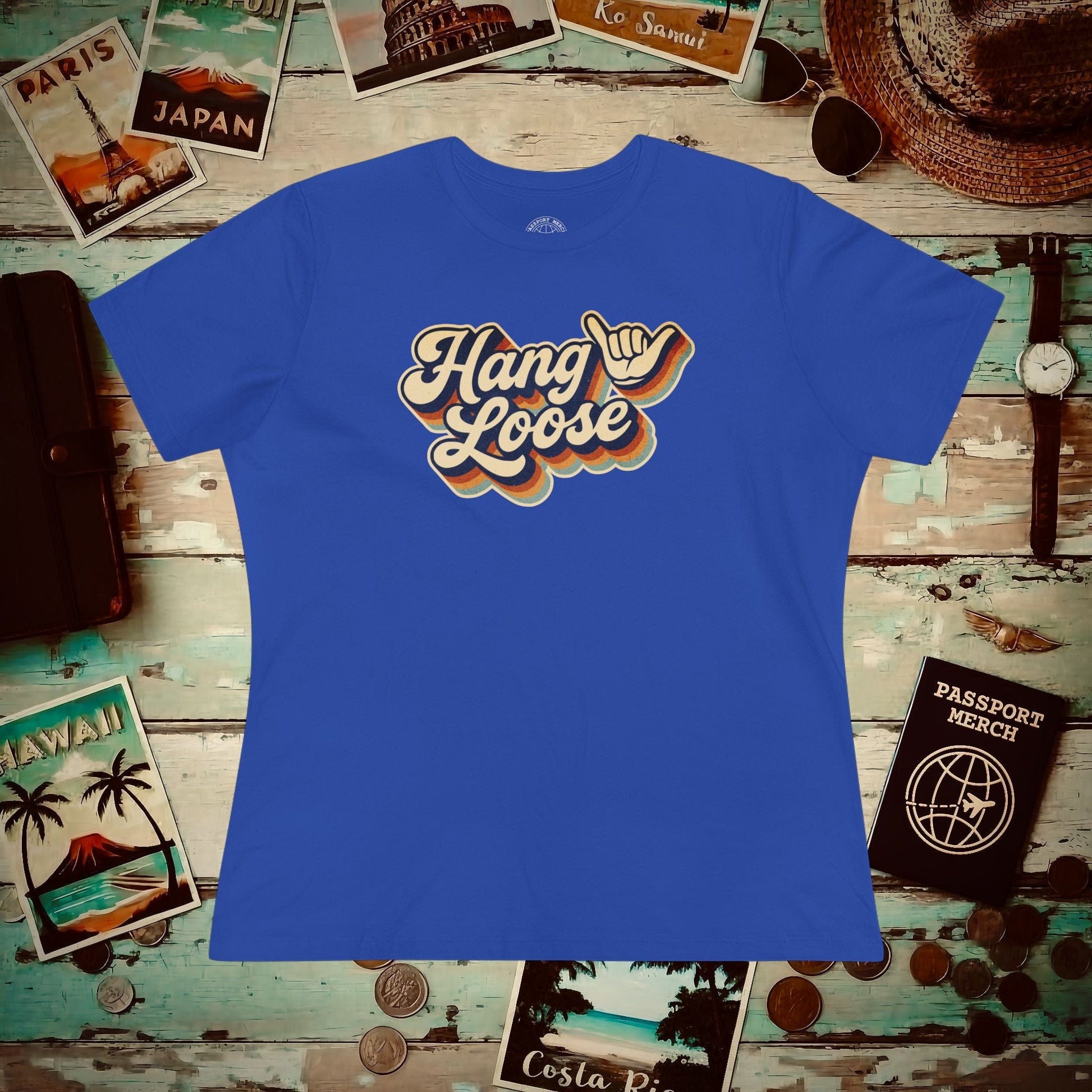 Classic 70s, Hang Loose, Hawaii, Womens Fit T-Shirt True Royal / S