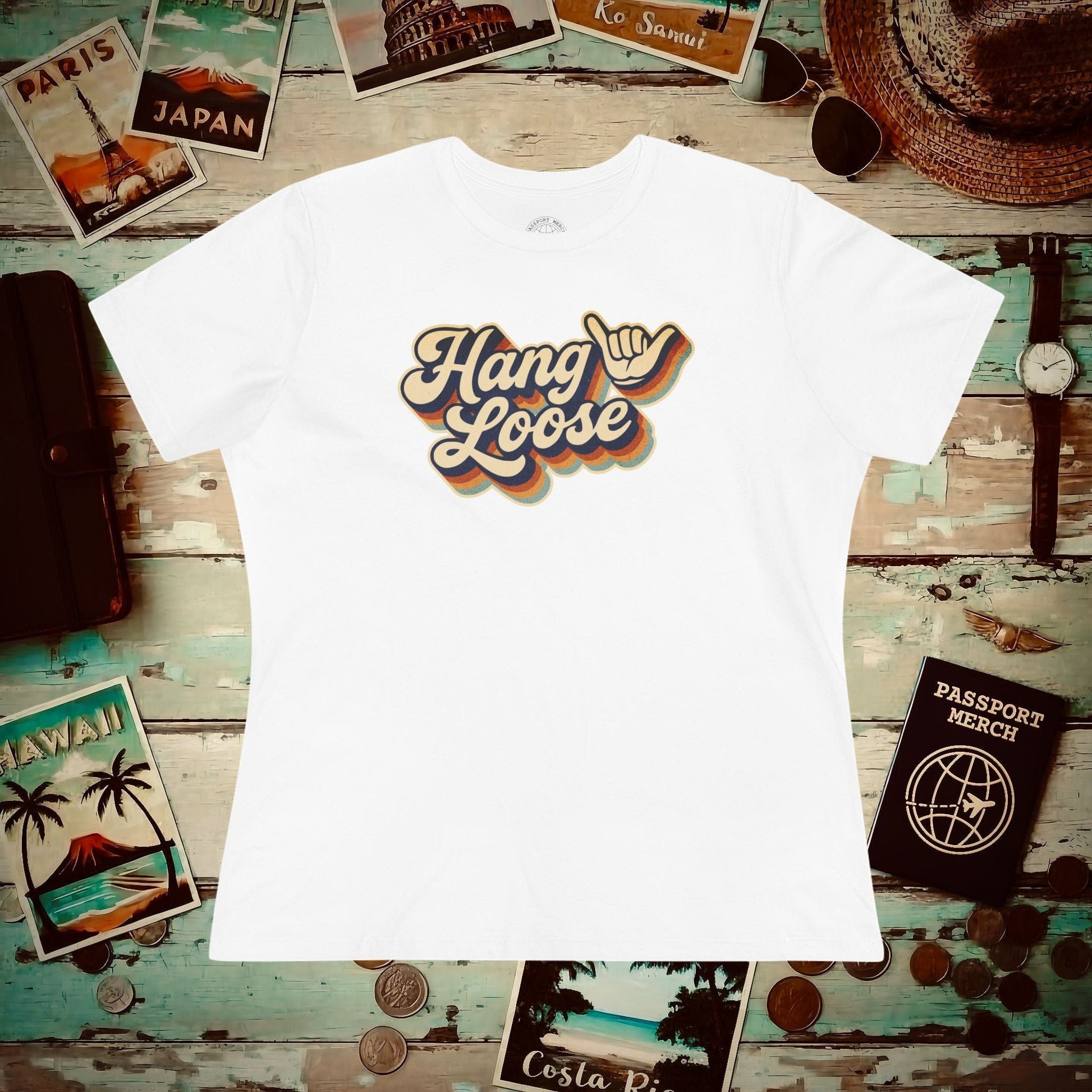 Classic 70s, Hang Loose, Hawaii, Womens Fit T-Shirt White / S