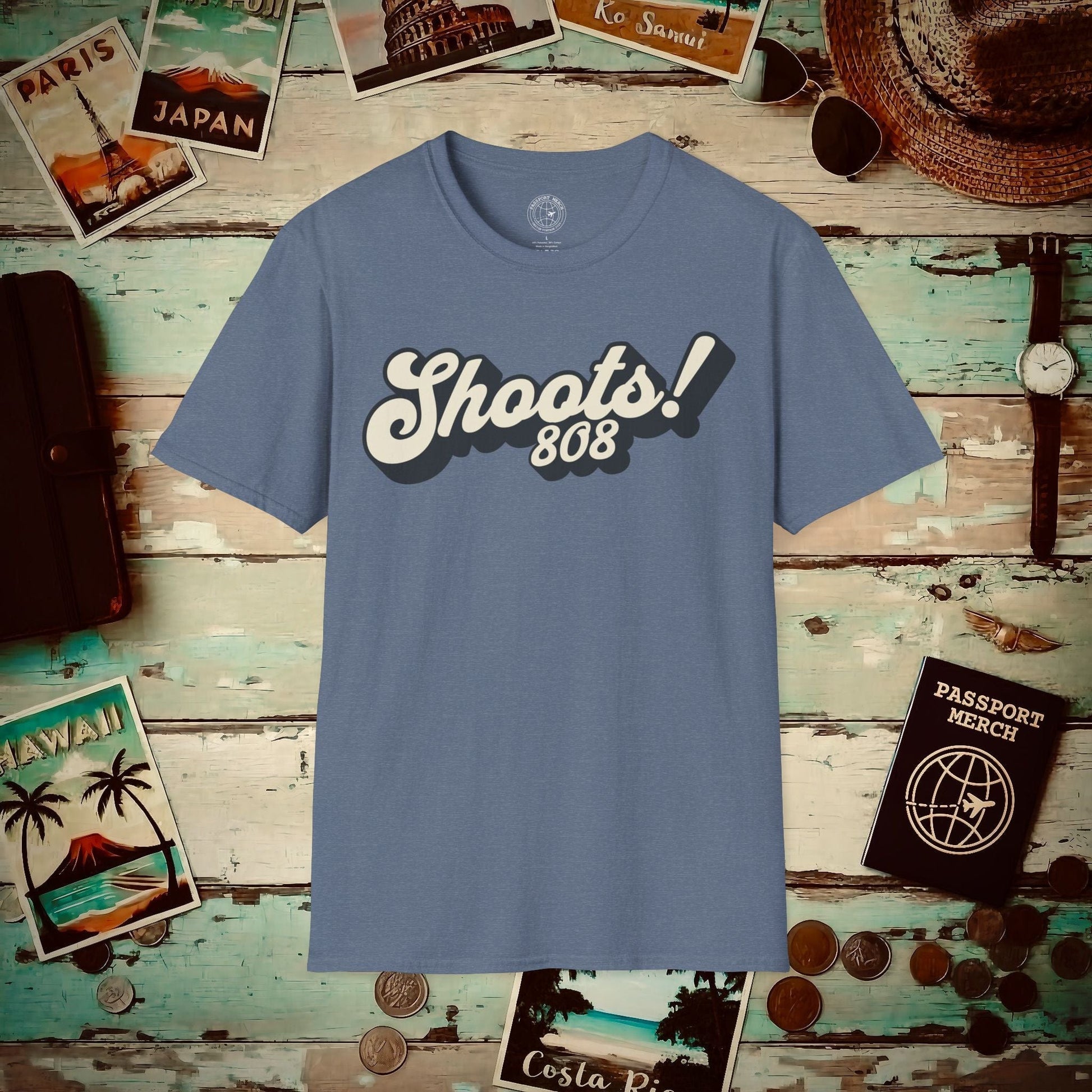 Classic 70s, Shoots! 808, Hawaii T-Shirt Heather Indigo / S