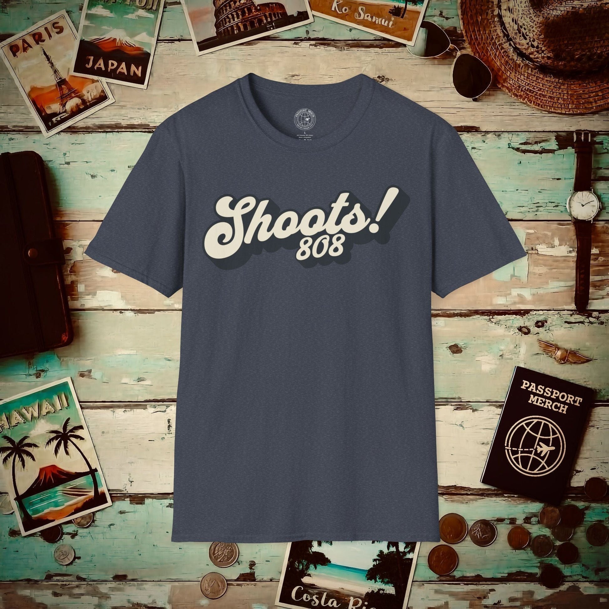 Classic 70s, Shoots! 808, Hawaii T-Shirt Heather Navy / S