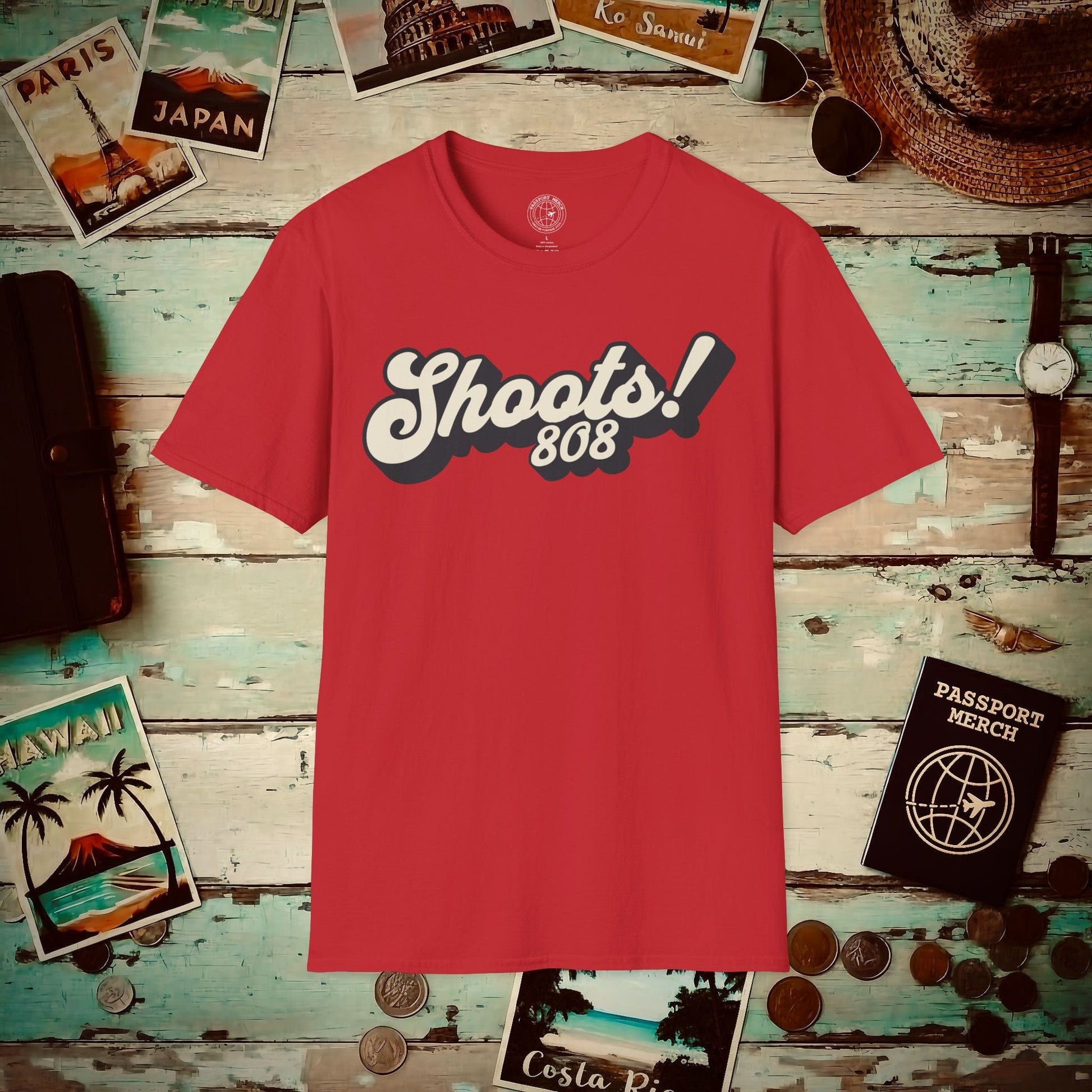 Classic 70s, Shoots! 808, Hawaii T-Shirt Red / S