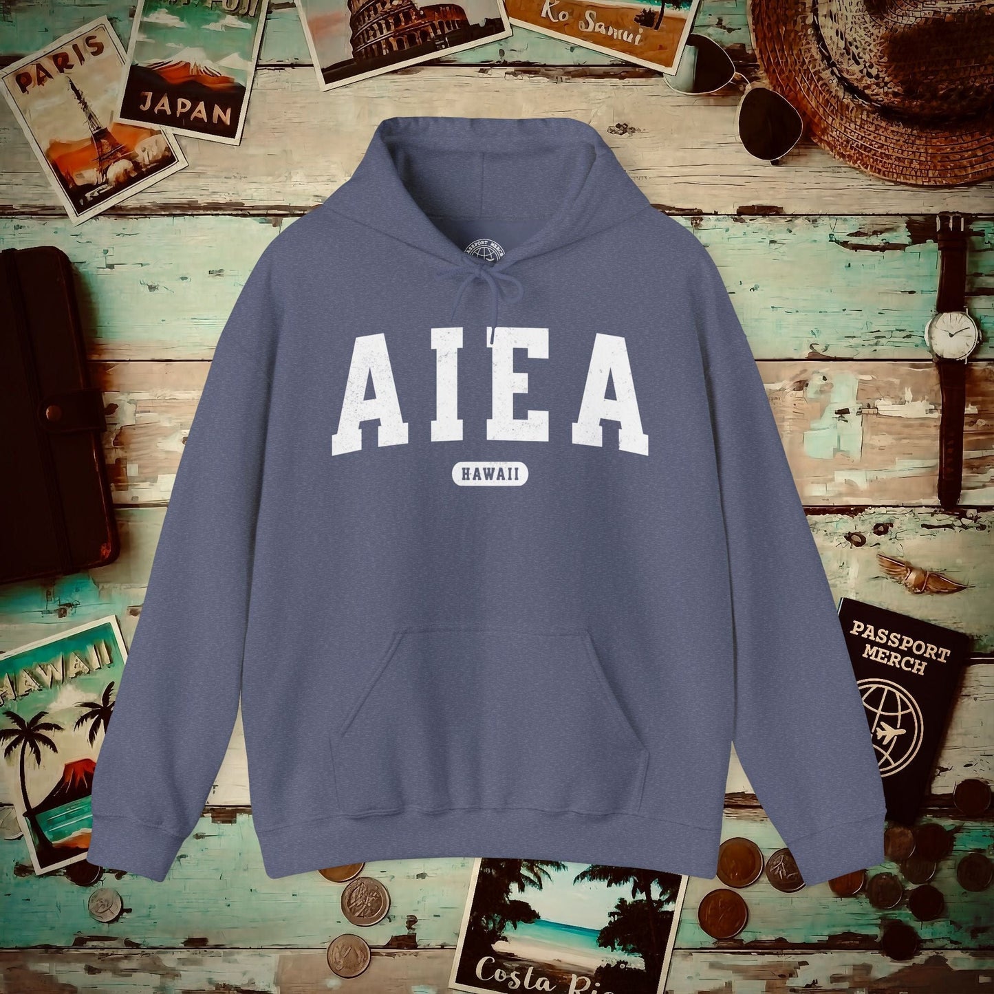 Classic Athletic, Aiea, Hawaii (Fan Service) Hoodie Heather Navy / S
