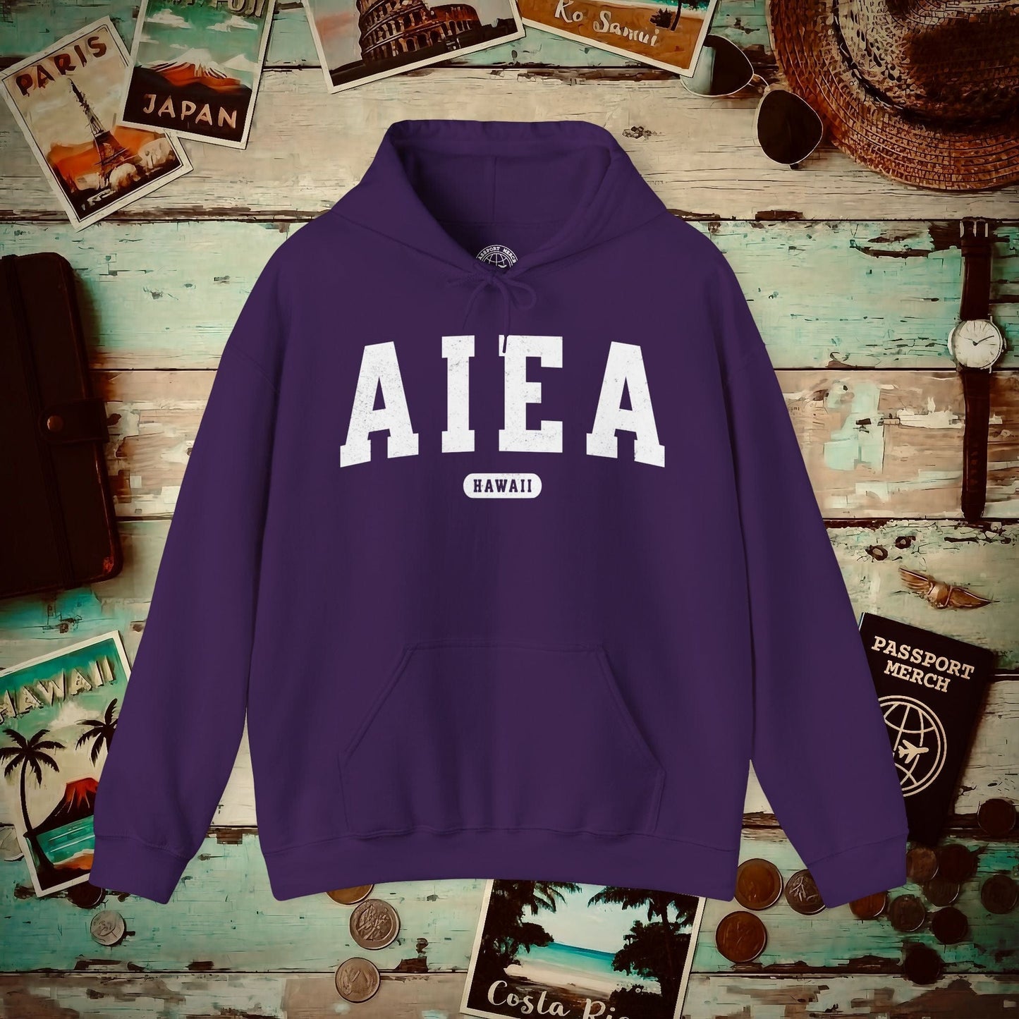Classic Athletic, Aiea, Hawaii (Fan Service) Hoodie Purple / S