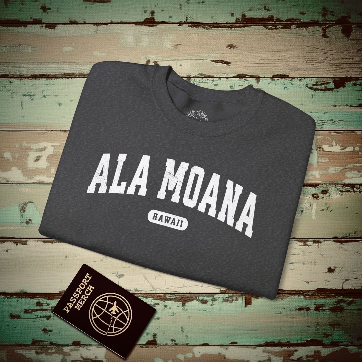 Classic Athletic (Bucket List Edition), Ala Moana, Hawaii Crewneck Dark Heather / S