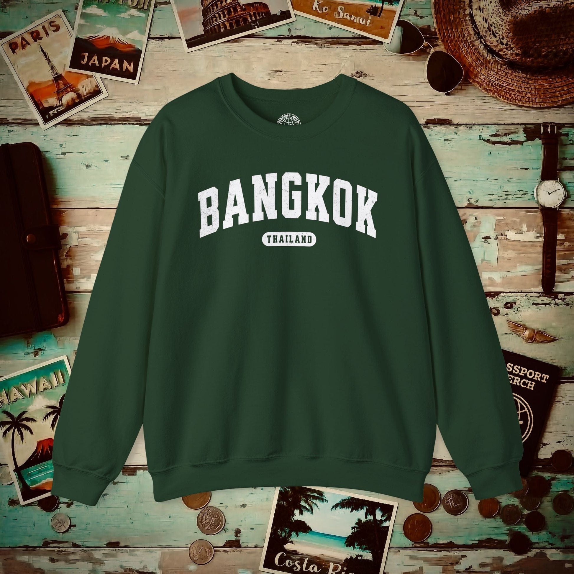 Classic Athletic (Bucket List Edition), Bangkok, Thailand Crewneck Forest Green / S