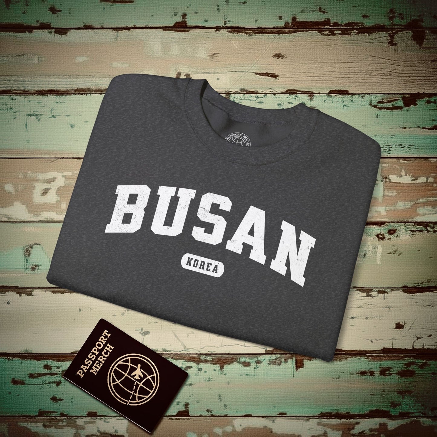 Classic Athletic (Bucket List Edition), Busan, Korea Crewneck Dark Heather / S