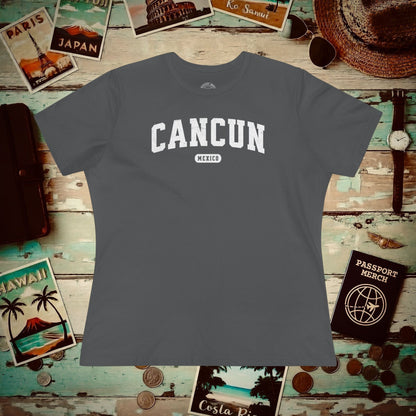 Classic Athletic (Bucket List Edition), Cancun, Mexico, Womens Fit T-Shirt Asphalt / S