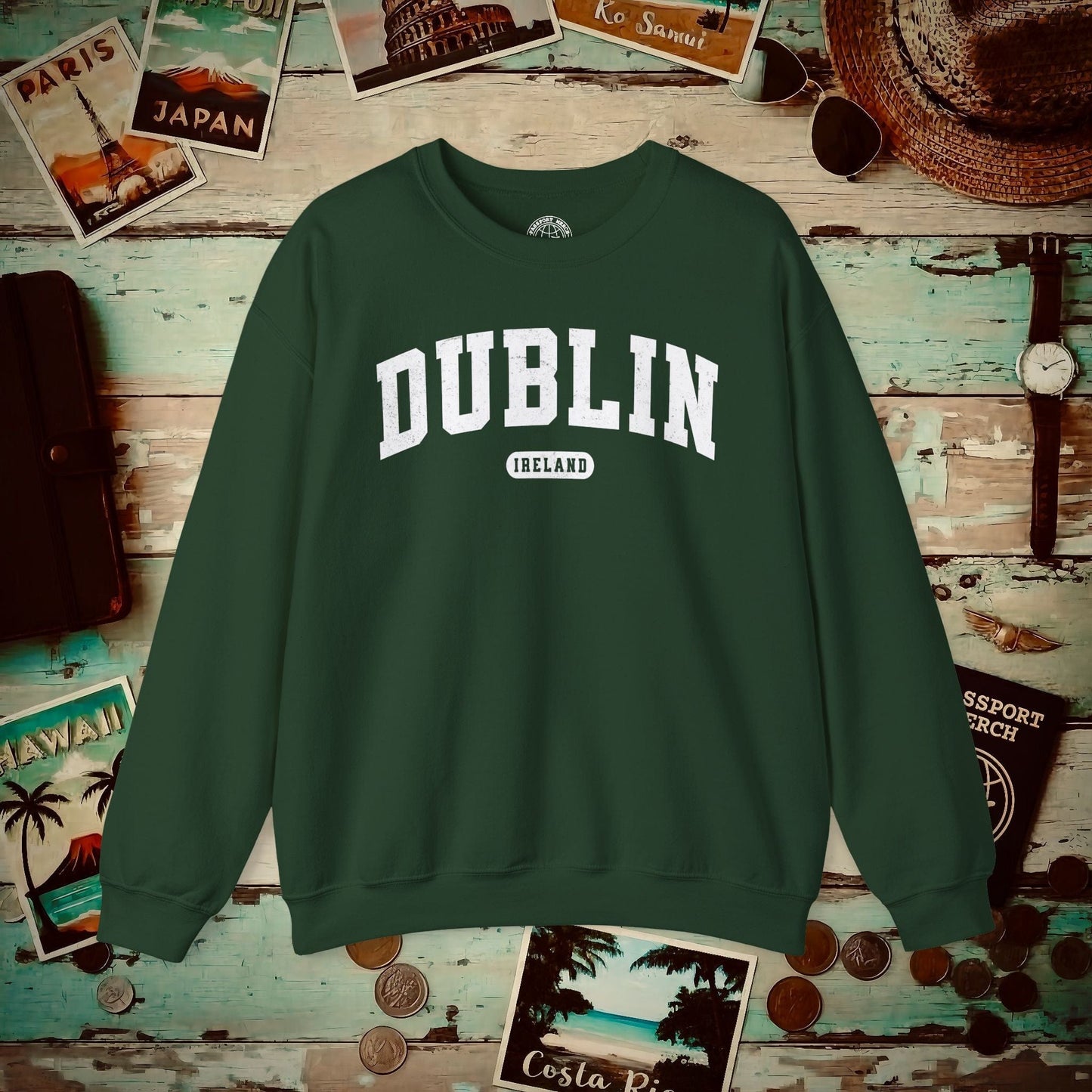 Classic Athletic (Bucket List Edition), Dublin, Ireland Crewneck Forest Green / S