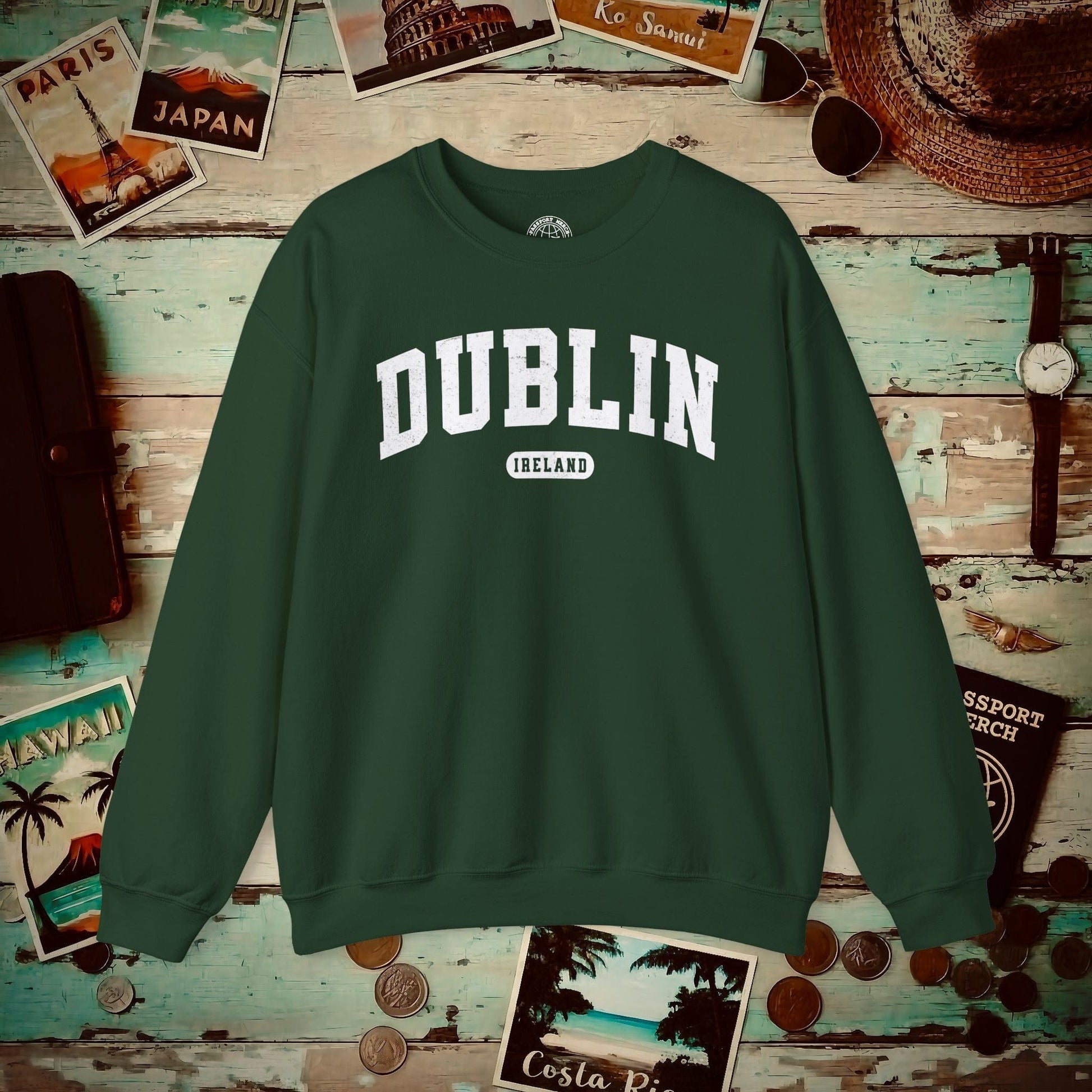 Classic Athletic (Bucket List Edition), Dublin, Ireland Crewneck Forest Green / S