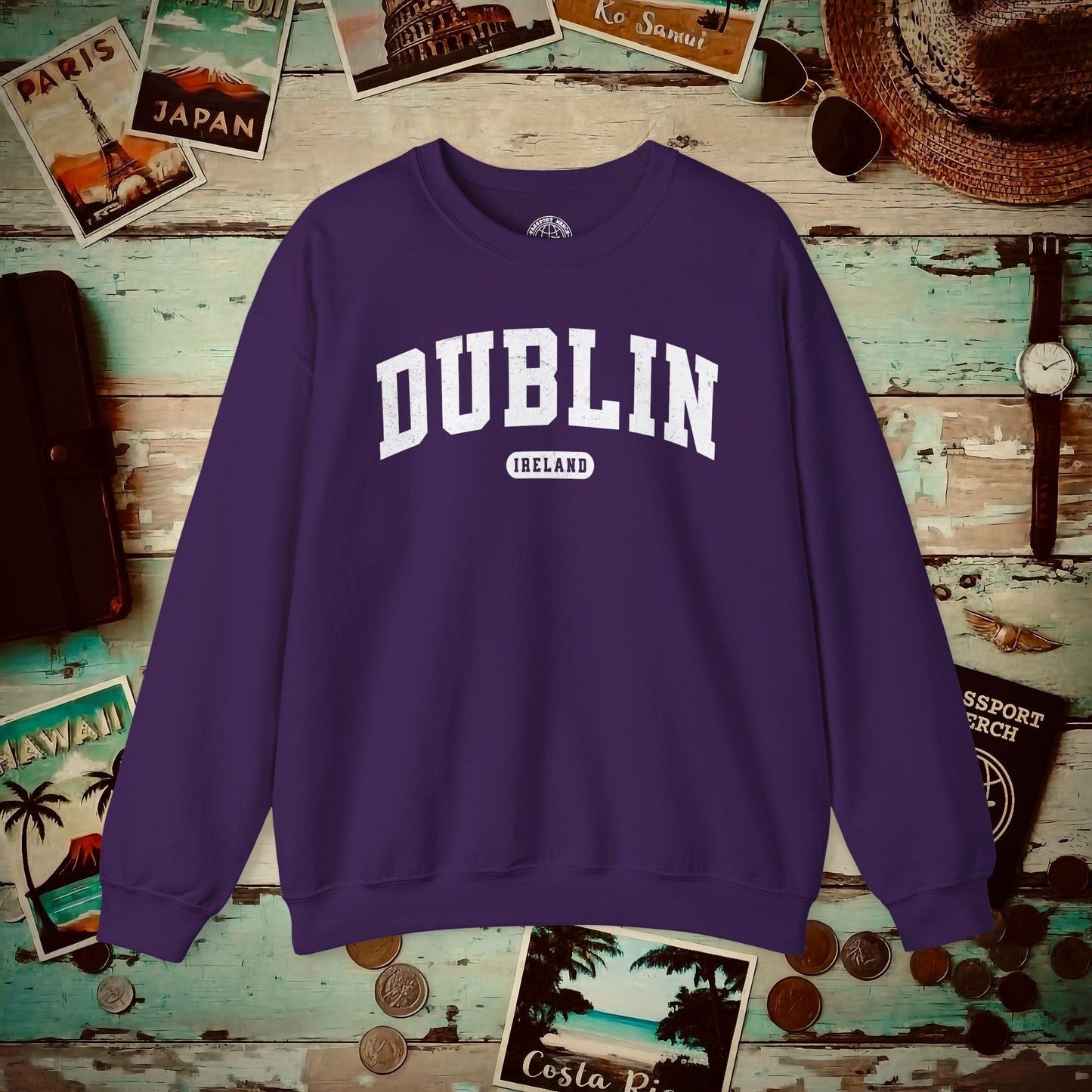 Classic Athletic (Bucket List Edition), Dublin, Ireland Crewneck Purple / S