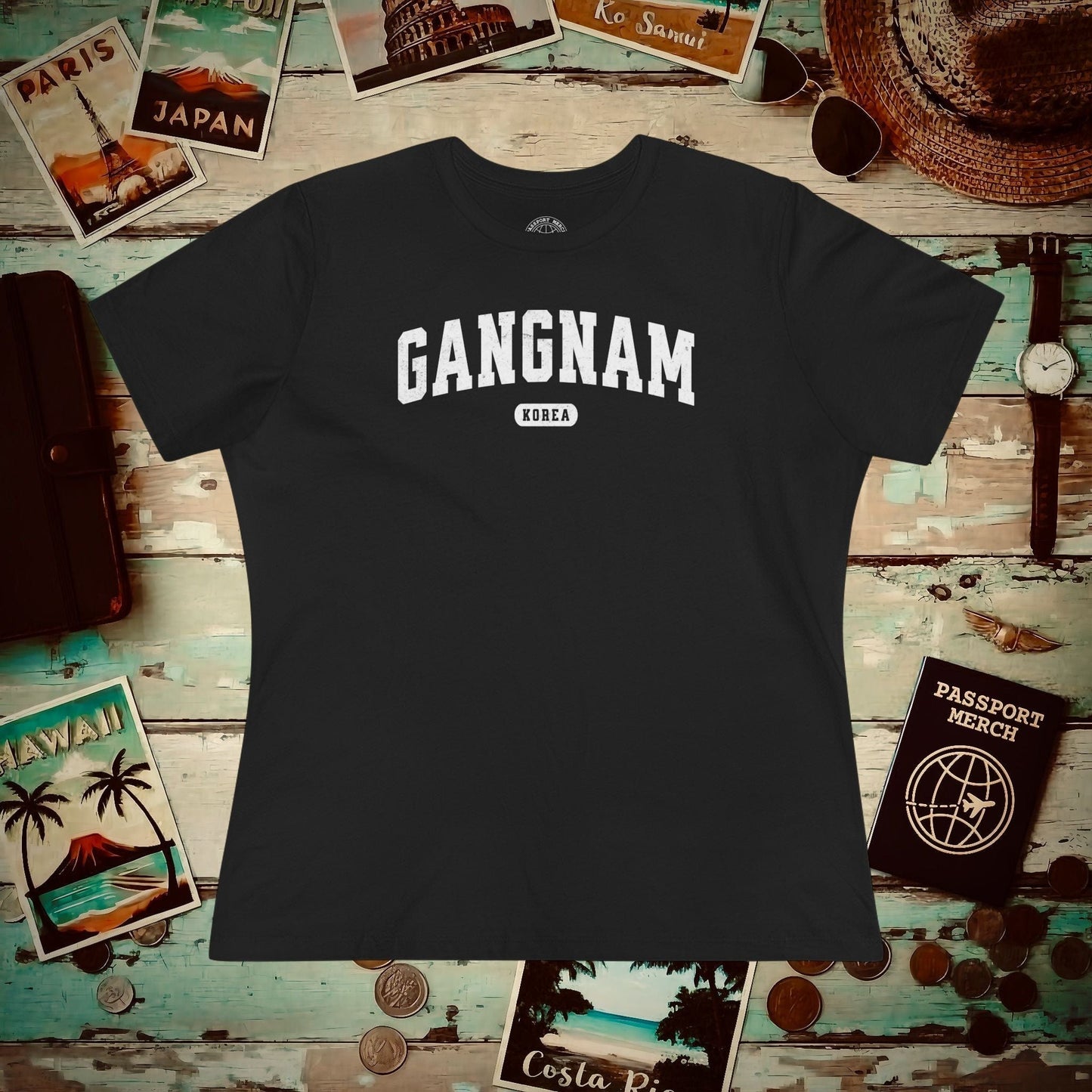 Classic Athletic (Bucket List Edition), Gangnam, Korea, Womens Fit T-Shirt Black / S