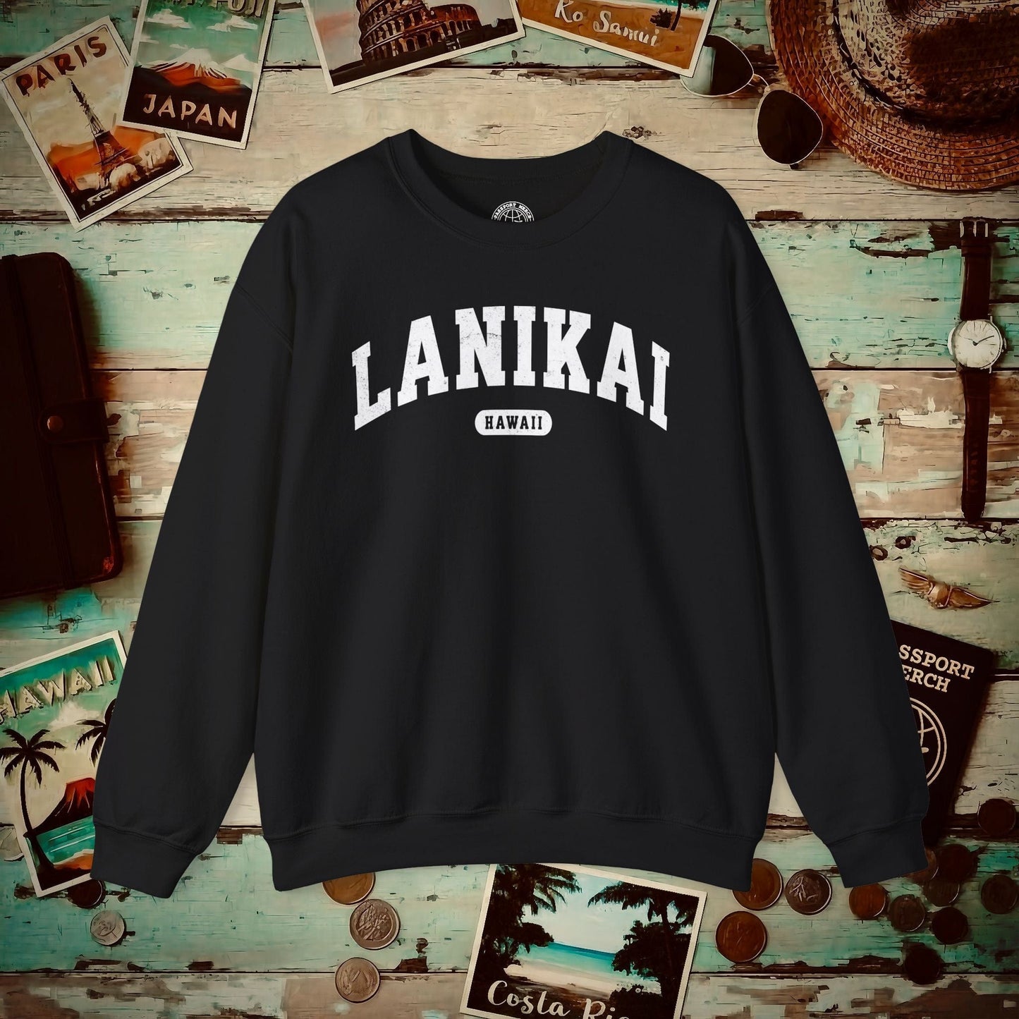 Classic Athletic (Bucket List Edition), Lanikai, Hawaii Crewneck Black / S