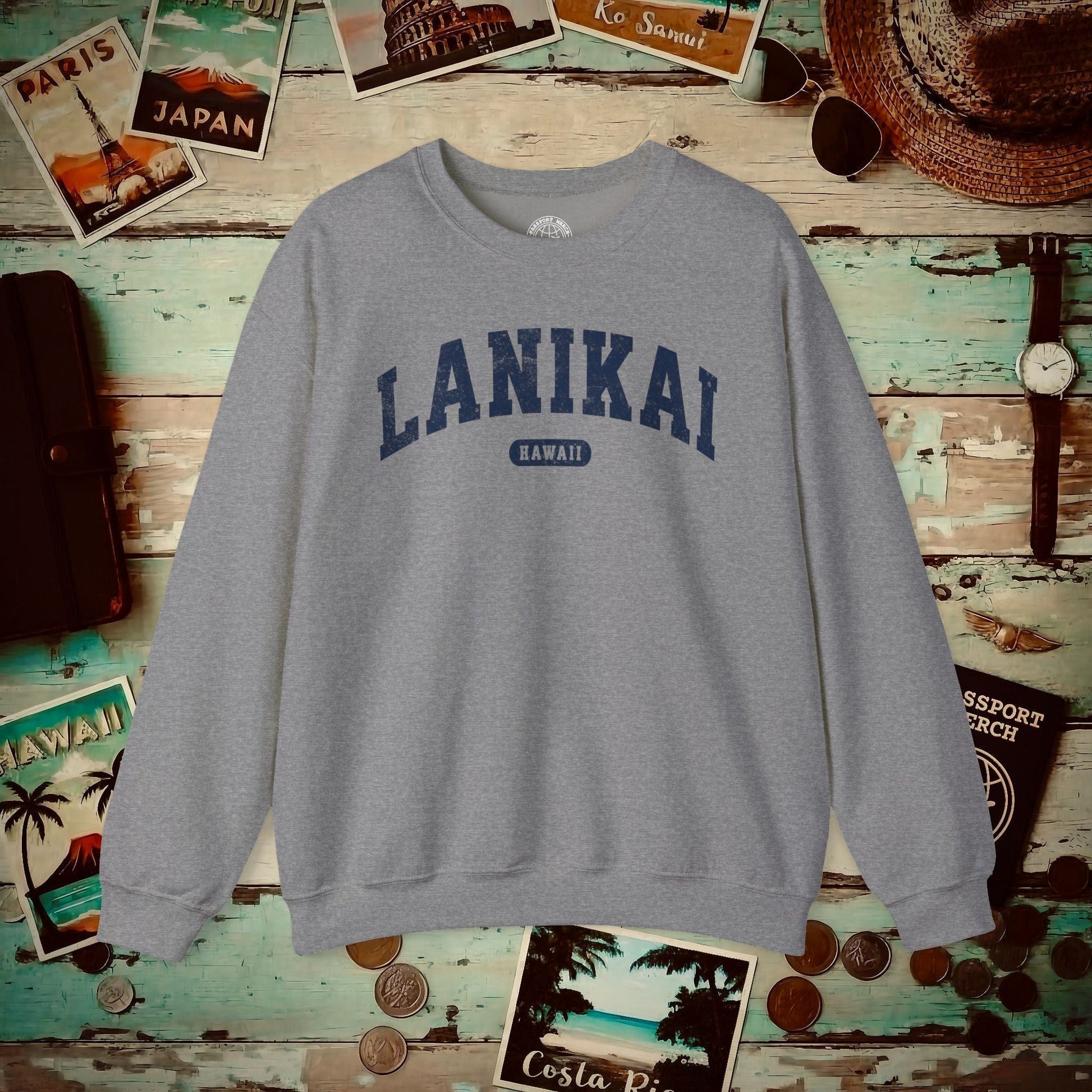 Classic Athletic (Bucket List Edition), Lanikai, Hawaii Crewneck Graphite Heather / S
