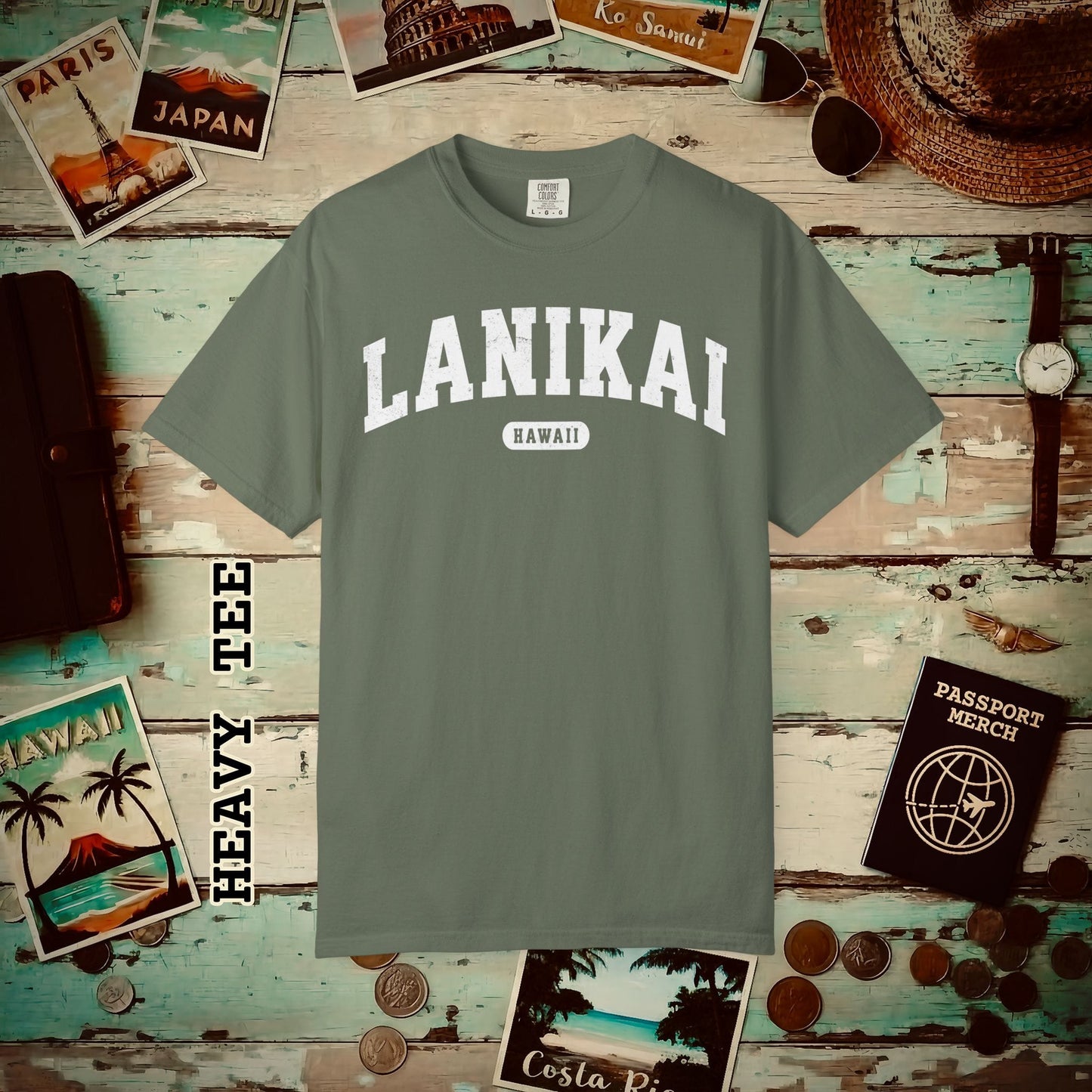 Classic Athletic (Bucket List Edition), Lanikai, Hawaii Heavy Tee Moss / S