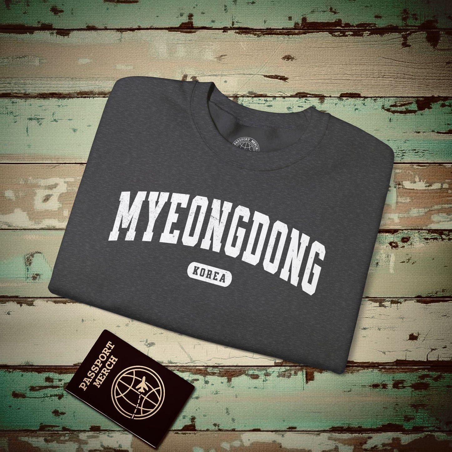 Classic Athletic (Bucket List Edition), Myeongdong, Korea Crewneck Dark Heather / S