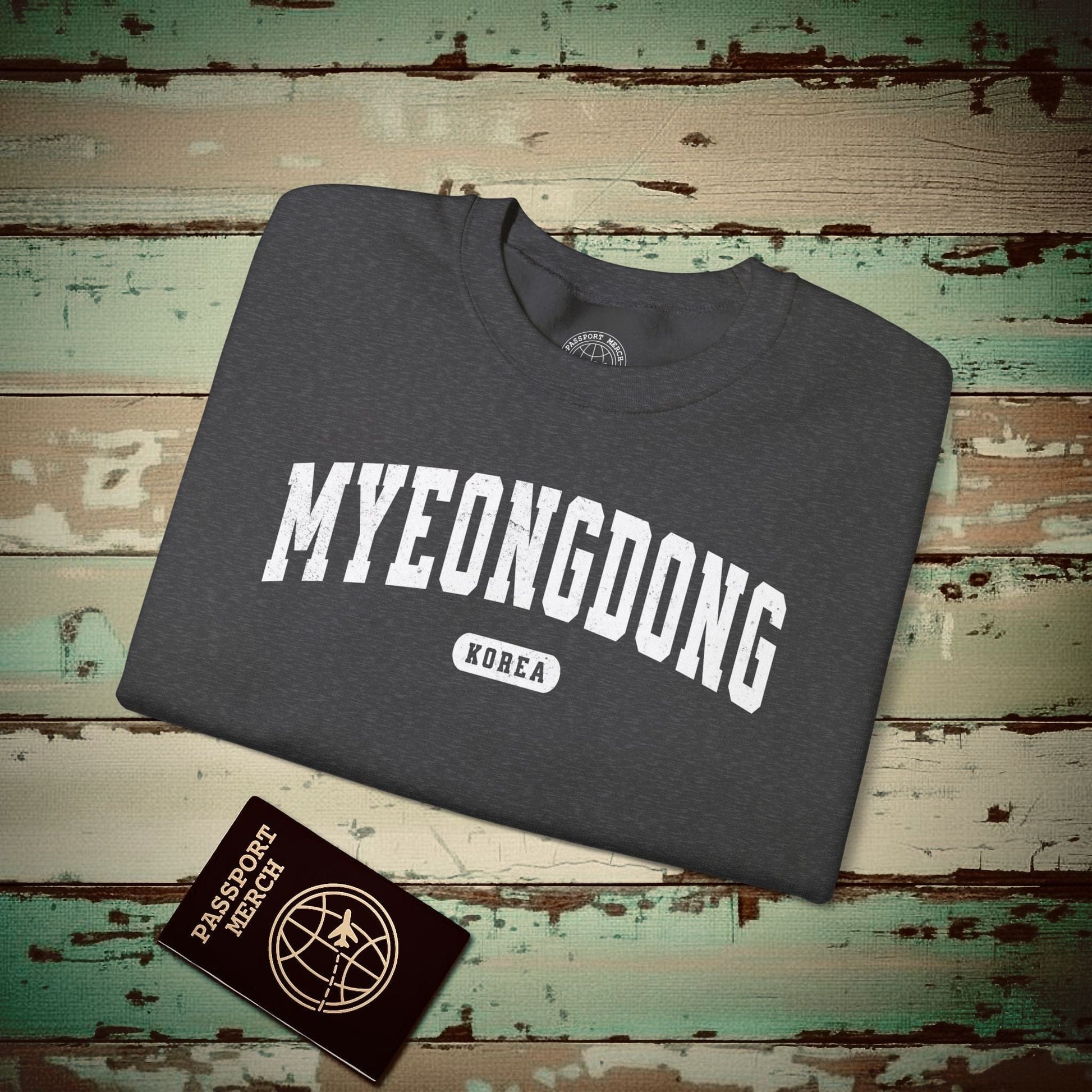 Classic Athletic (Bucket List Edition), Myeongdong, Korea Crewneck Dark Heather / S