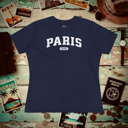 Classic Athletic (Bucket List Edition), Paris, France, Womens Fit T-Shirt Navy / S
