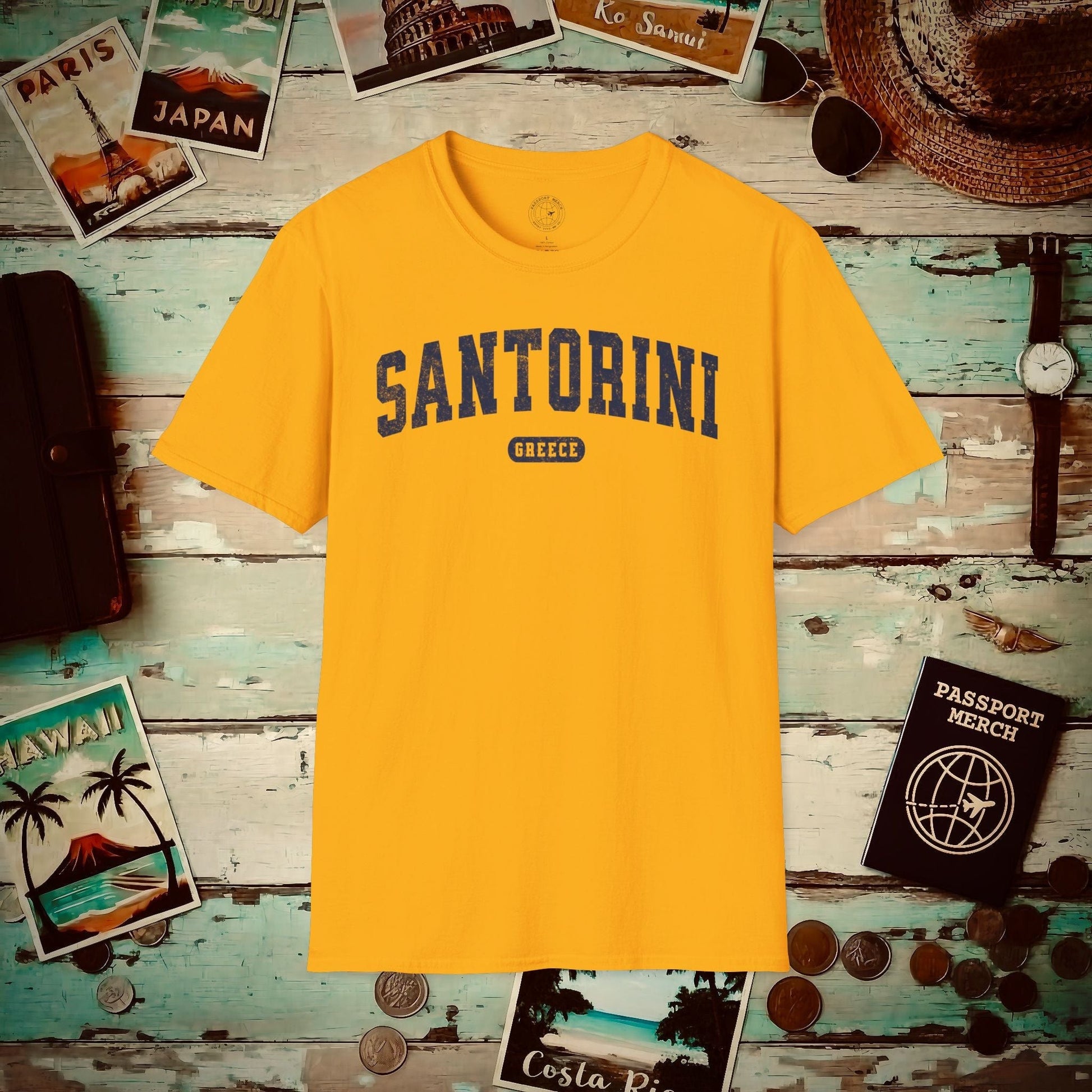 Classic Athletic (Bucket List Edition), Santorini, Greece T-Shirt Gold / S