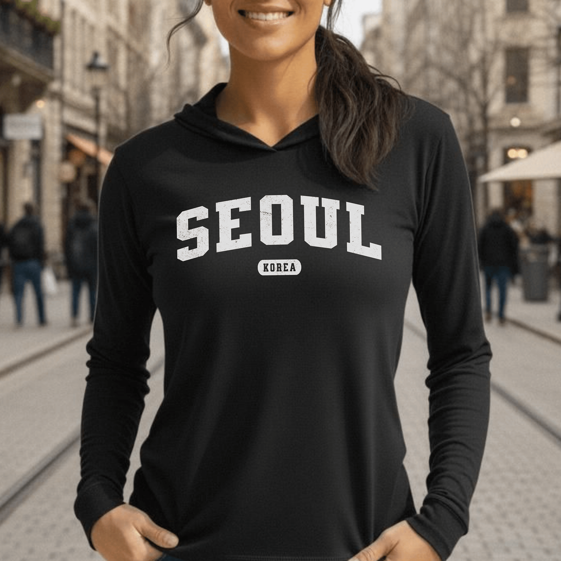 Classic Athletic (Bucket List Edition), Seoul, Korea Hooded Long Sleeve Black / S