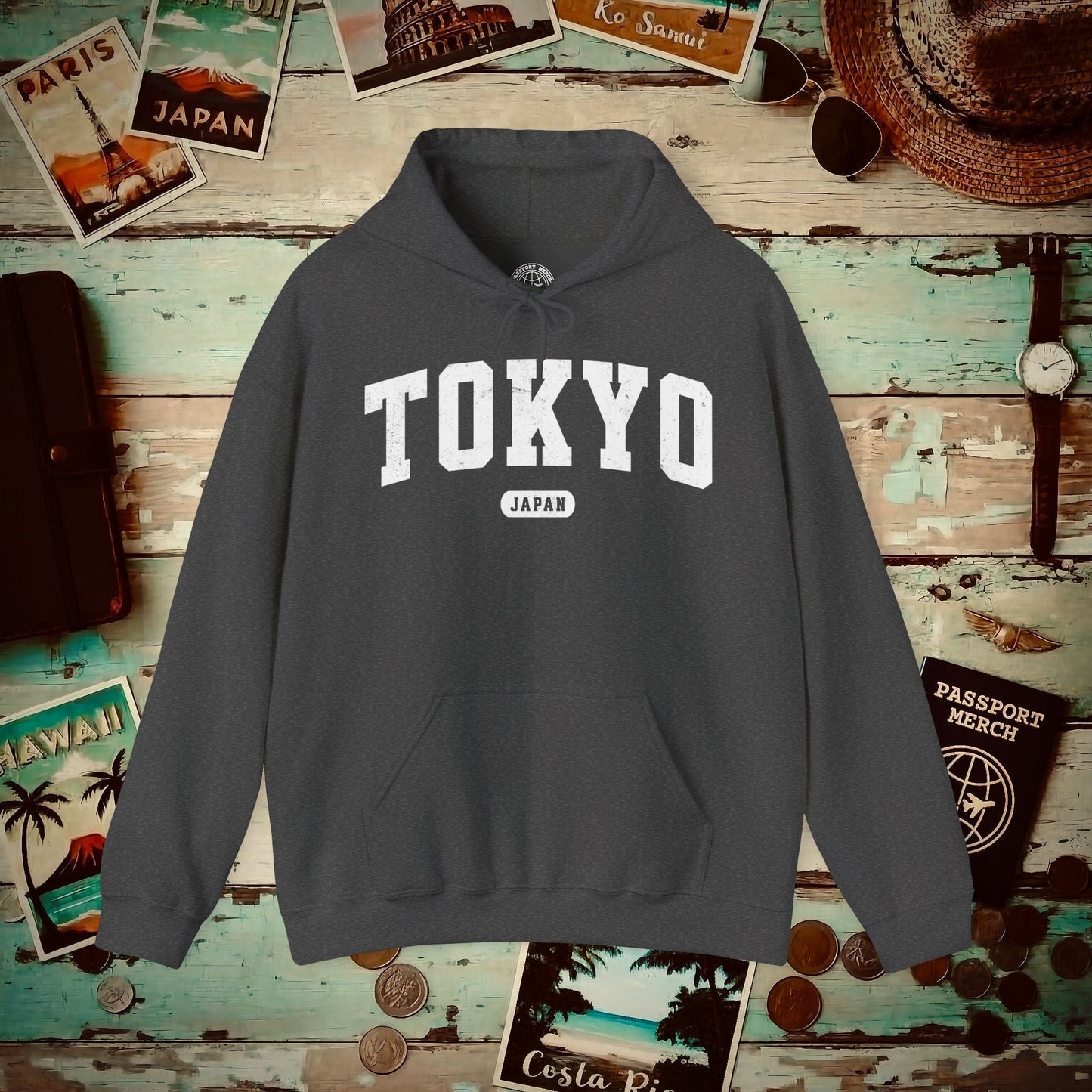 Classic Athletic (Bucket List Edition), Tokyo, Japan Hoodie Dark Heather / S