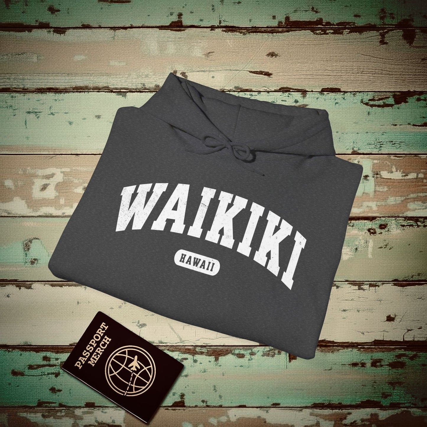 Classic Athletic (Bucket List Edition), Waikiki, Hawaii Hoodie Dark Heather / S