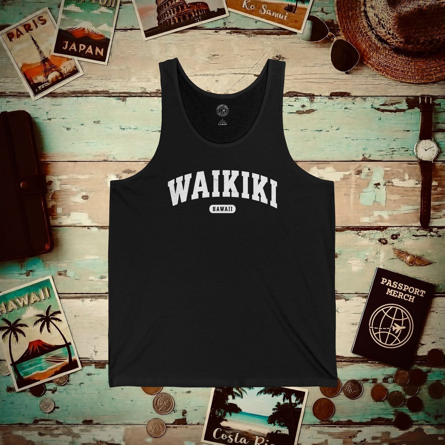Classic Athletic (Bucket List Edition), Waikiki, Hawaii Tank Top Black / XS