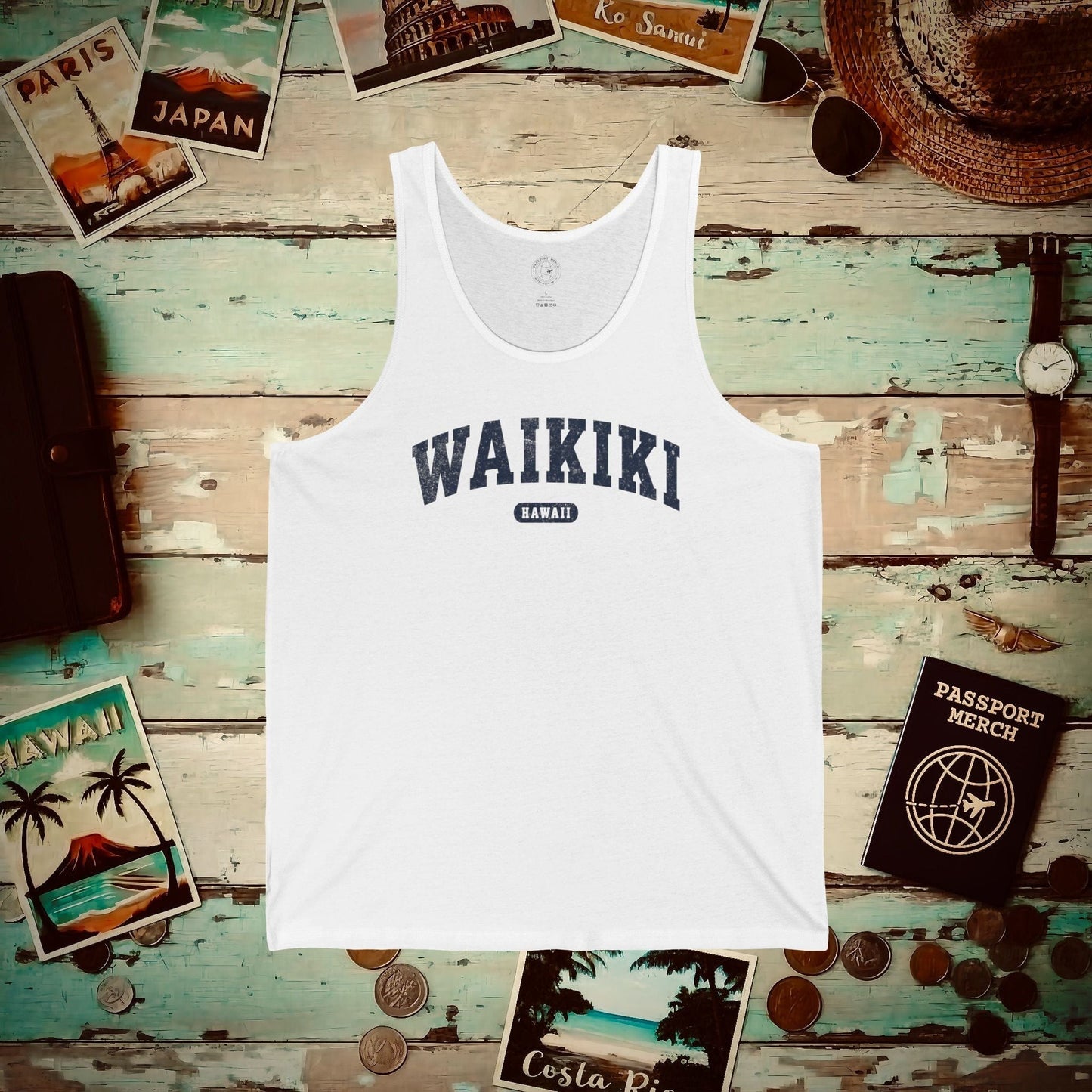 Classic Athletic (Bucket List Edition), Waikiki, Hawaii Tank Top White / XS
