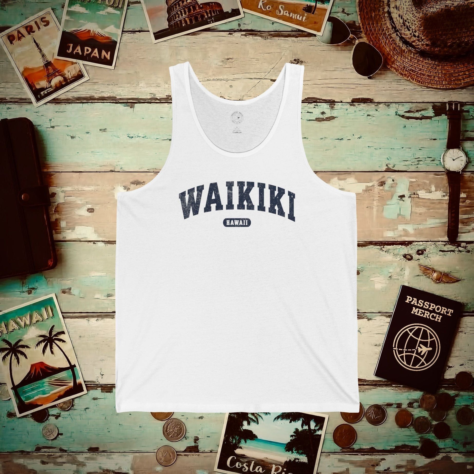 Classic Athletic (Bucket List Edition), Waikiki, Hawaii Tank Top White / XS