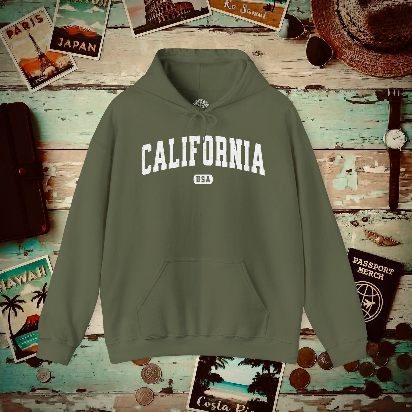 Classic Athletic, California (50 States Edition) Hoodie Military Green / S