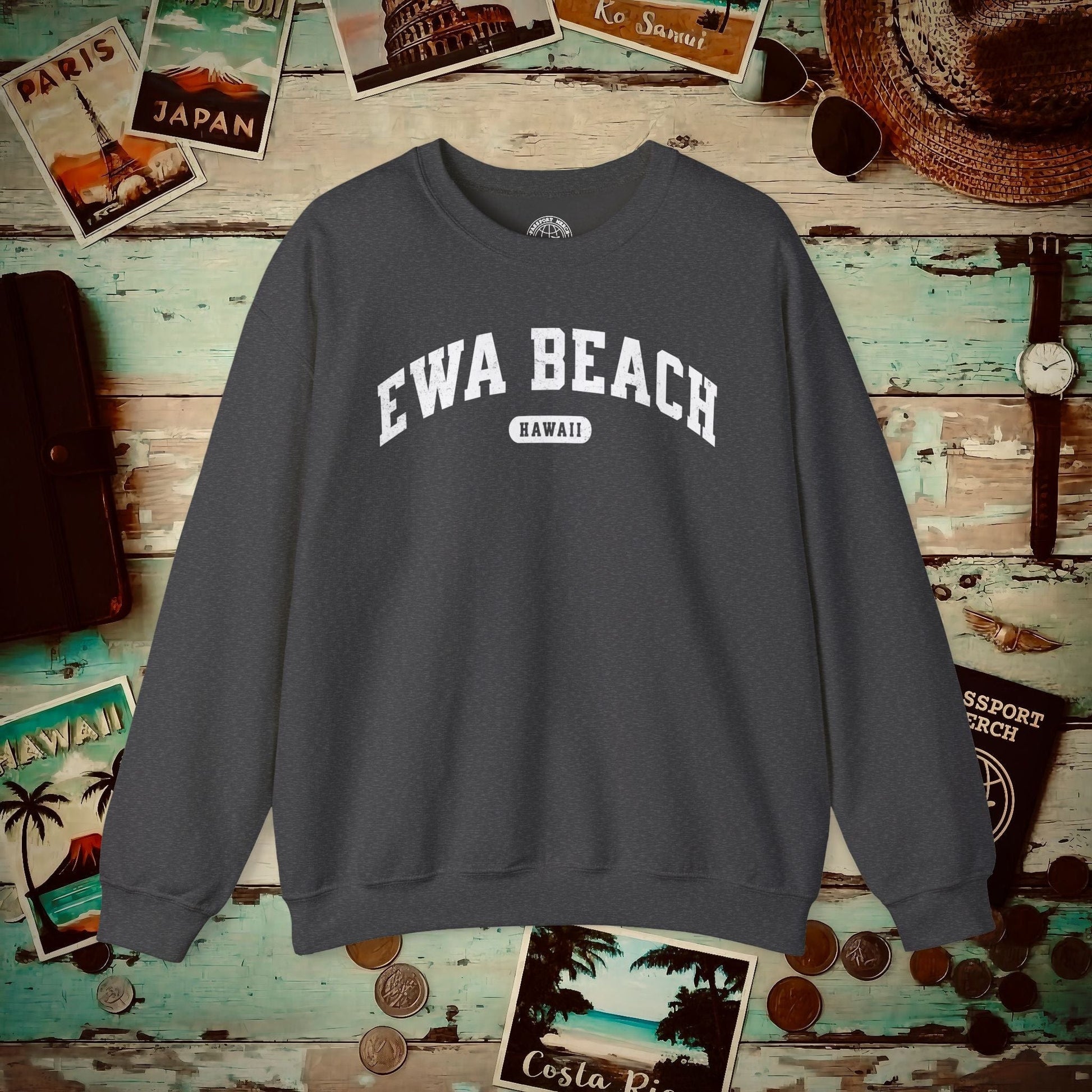 Classic Athletic, Ewa Beach, Hawaii (Fan Service) Crewneck Dark Heather / S